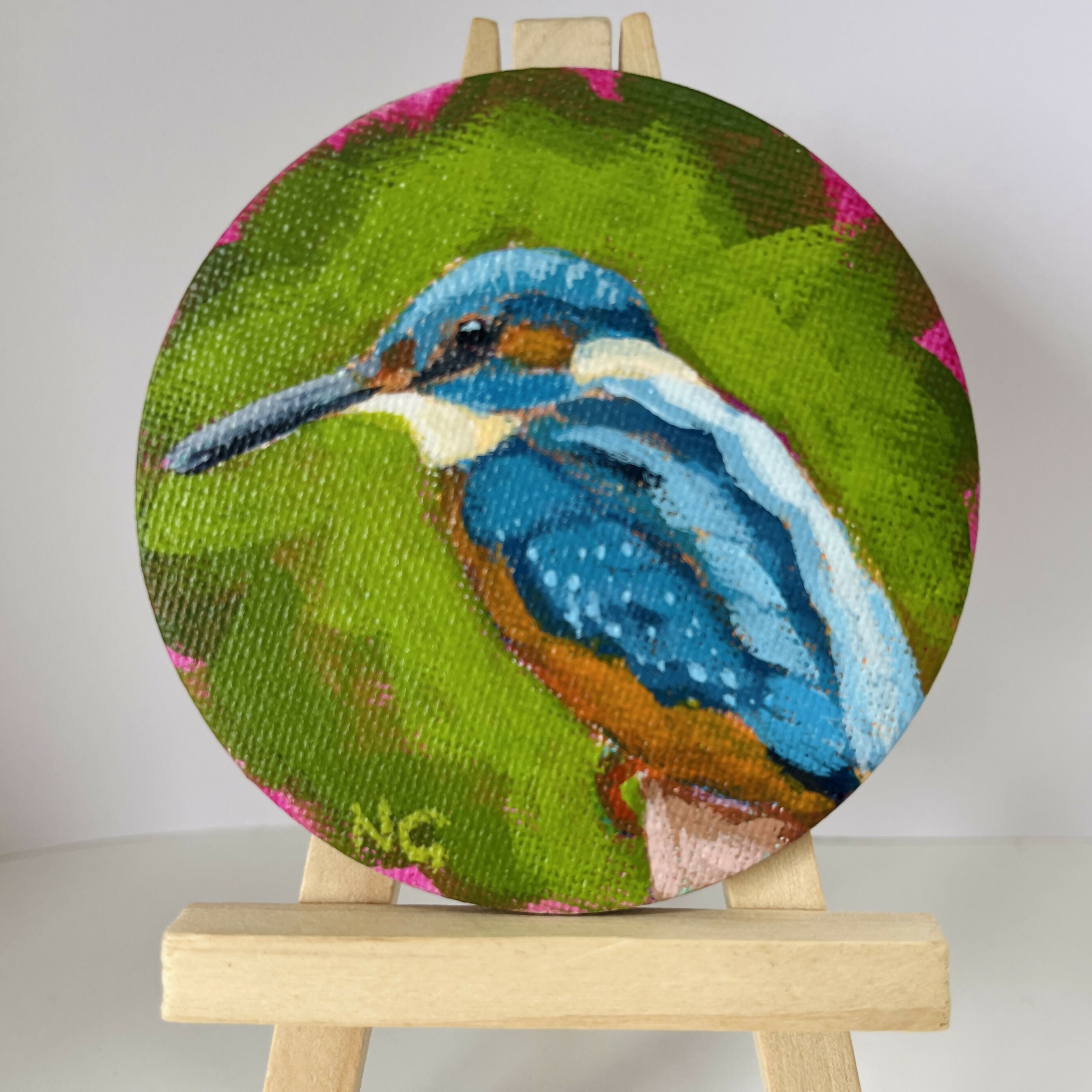 Hand Painted Kingfisher Mini Canvas Magnet