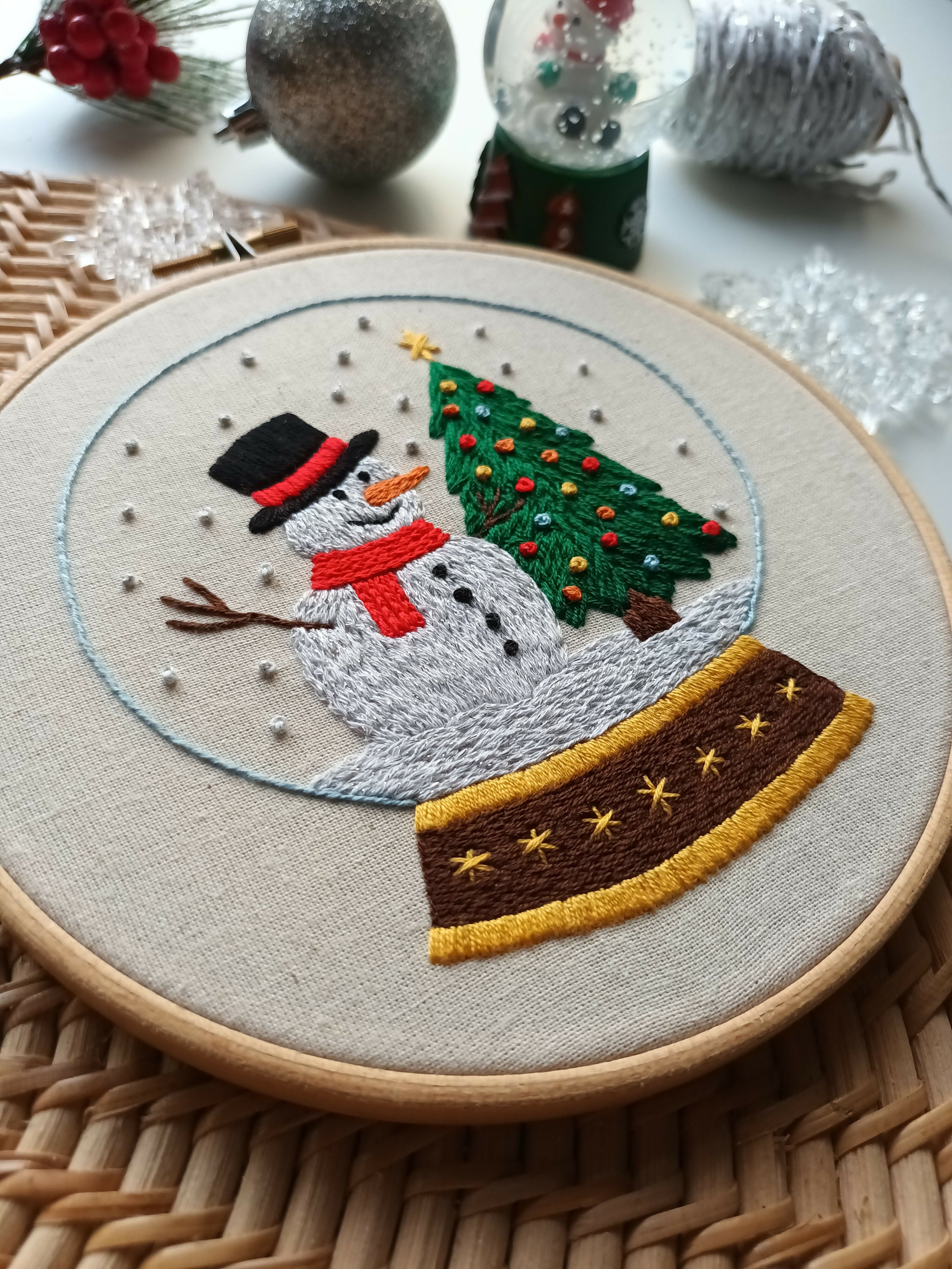 Preprinted Embroidery Pattern For Beginners - Snowman