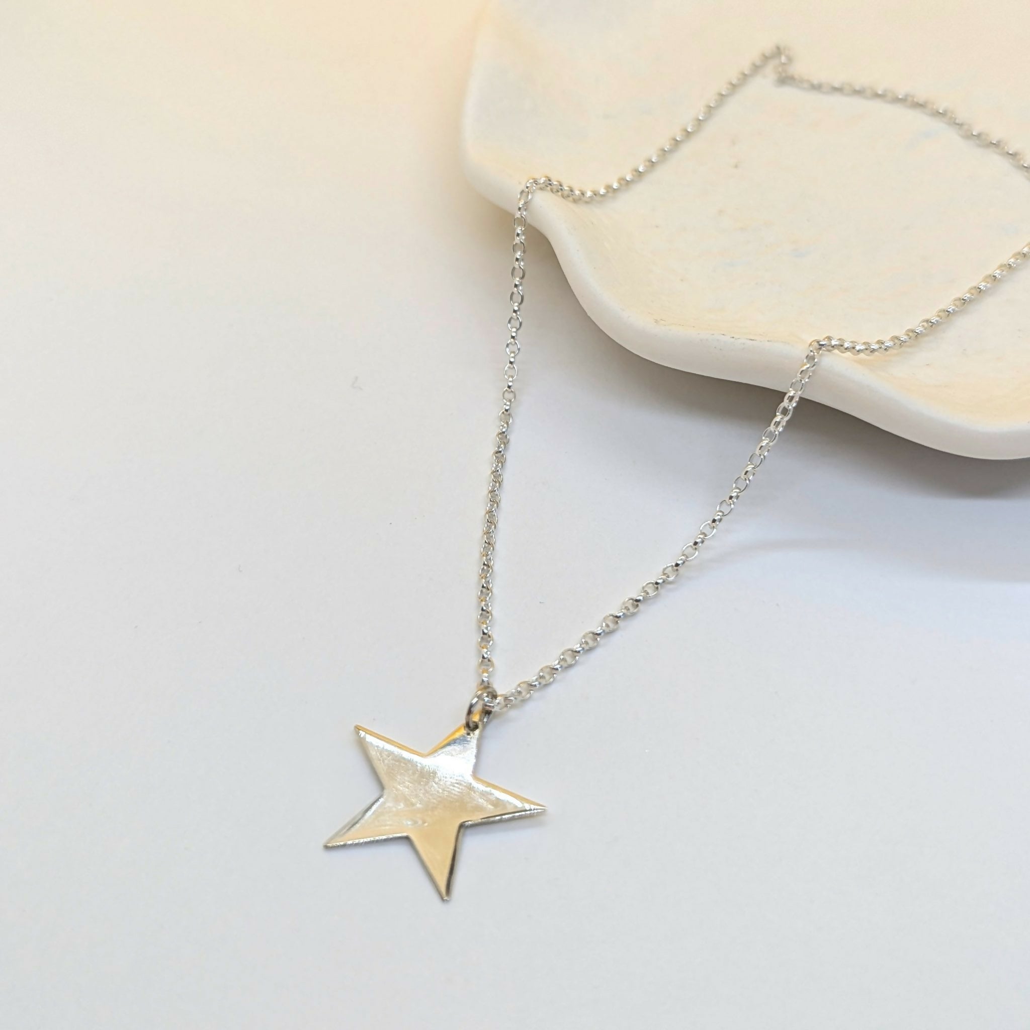 ‘Fallen Star’ Sterling Silver Small Polished Star Pendant