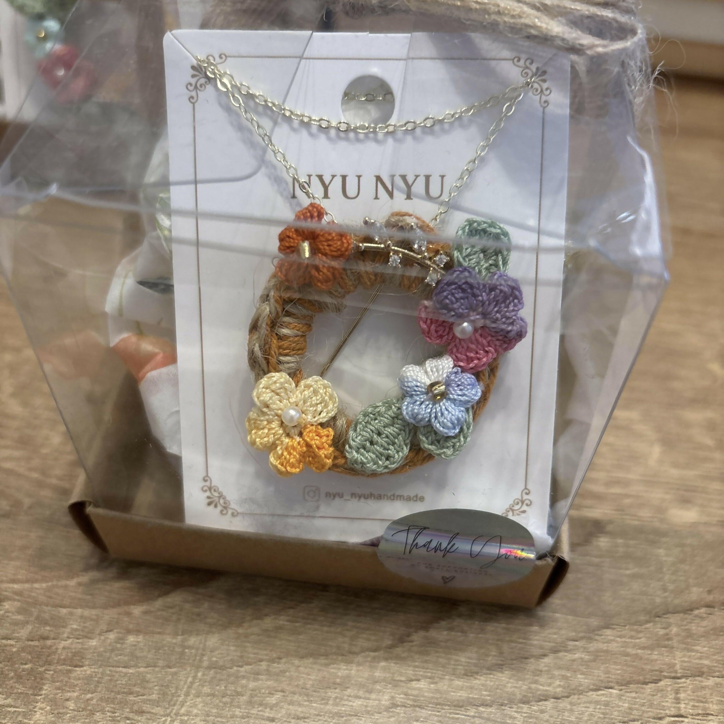 Micro Crochet Flower Brooch Necklace 2 in 1