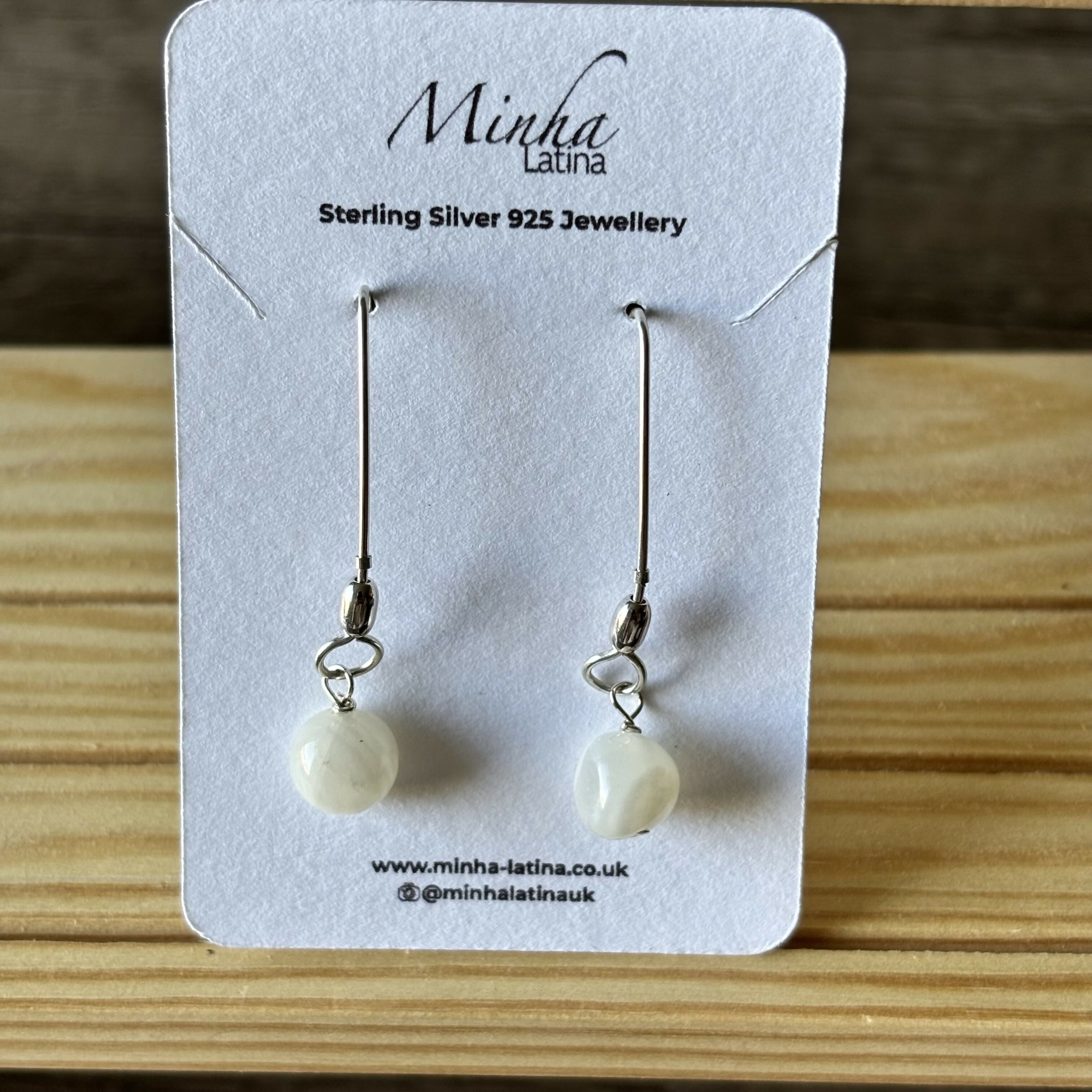 Sterling Silver Moonstone Drop Earrings