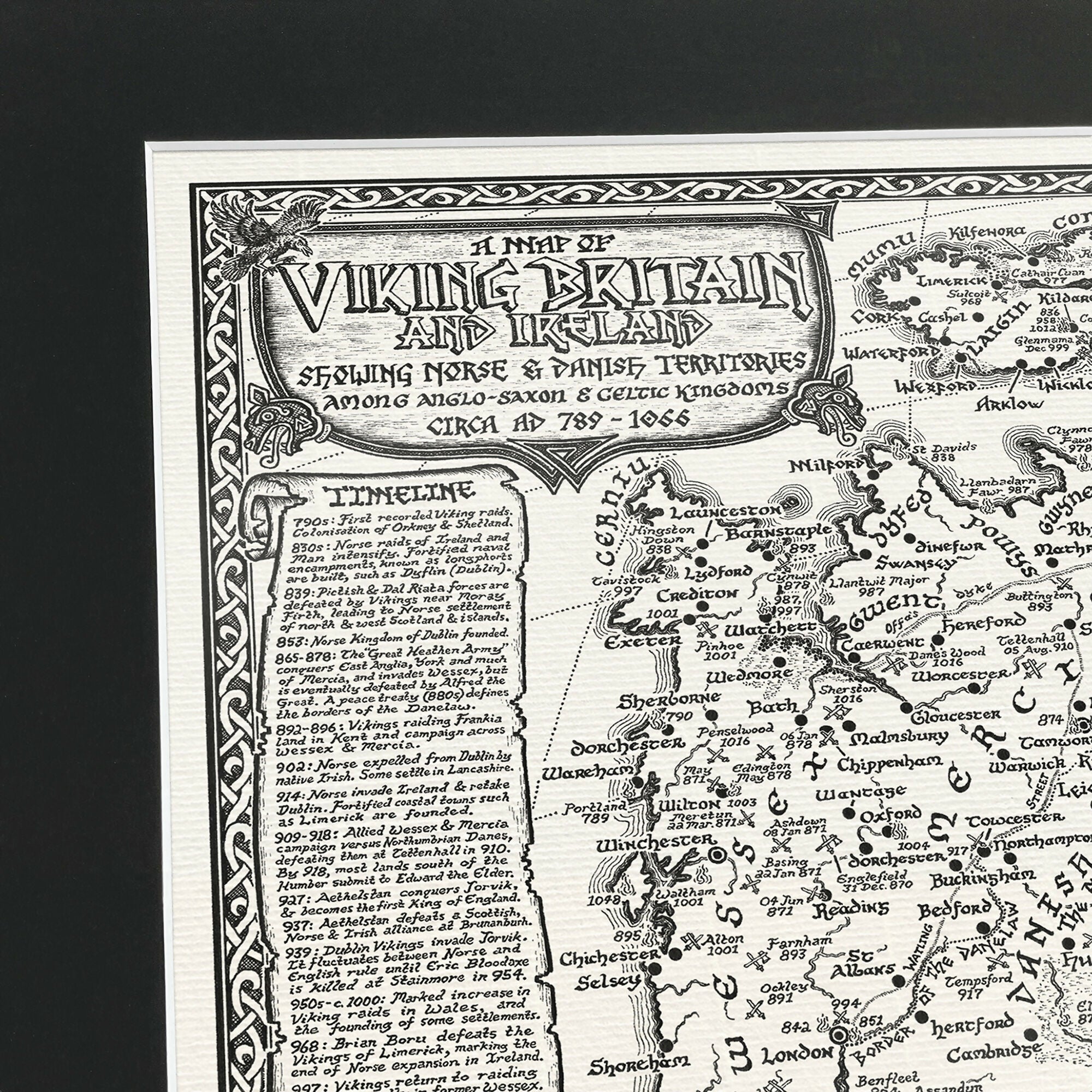 Viking Britain Map Hand Drawn Fine Art Print