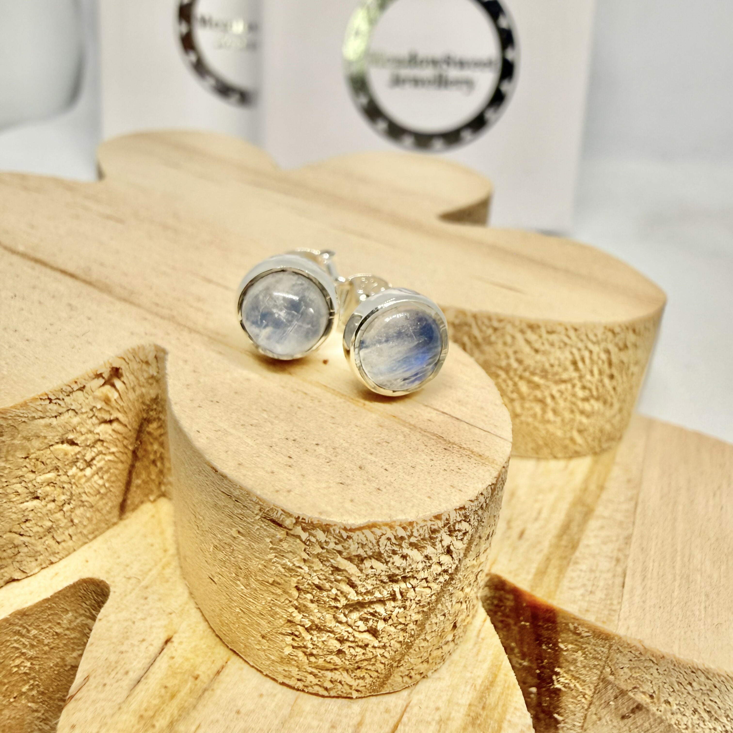 BLUE MOONSTONE STUD EARRINGS