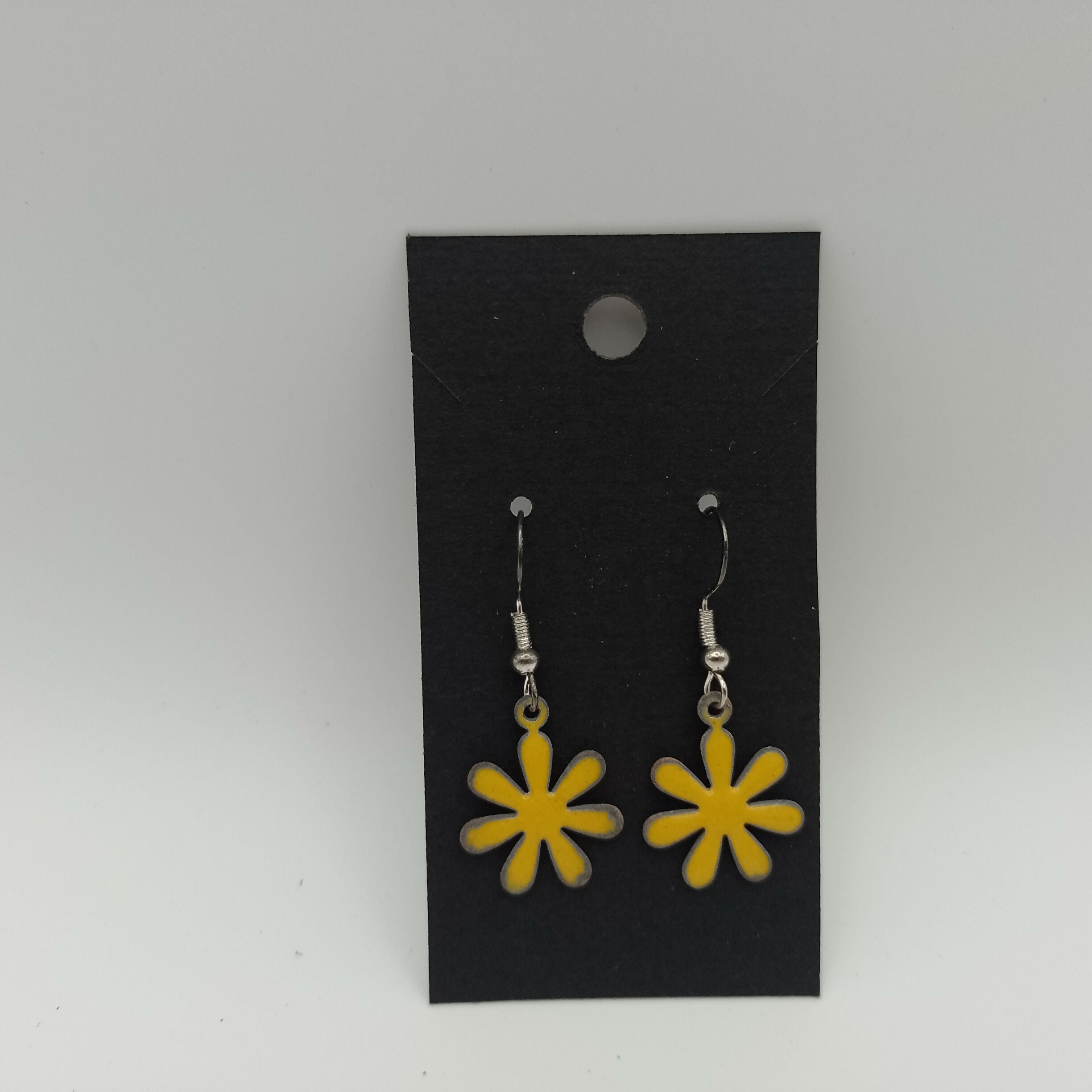 Sunflower Yellow Enamel Flower Earrings