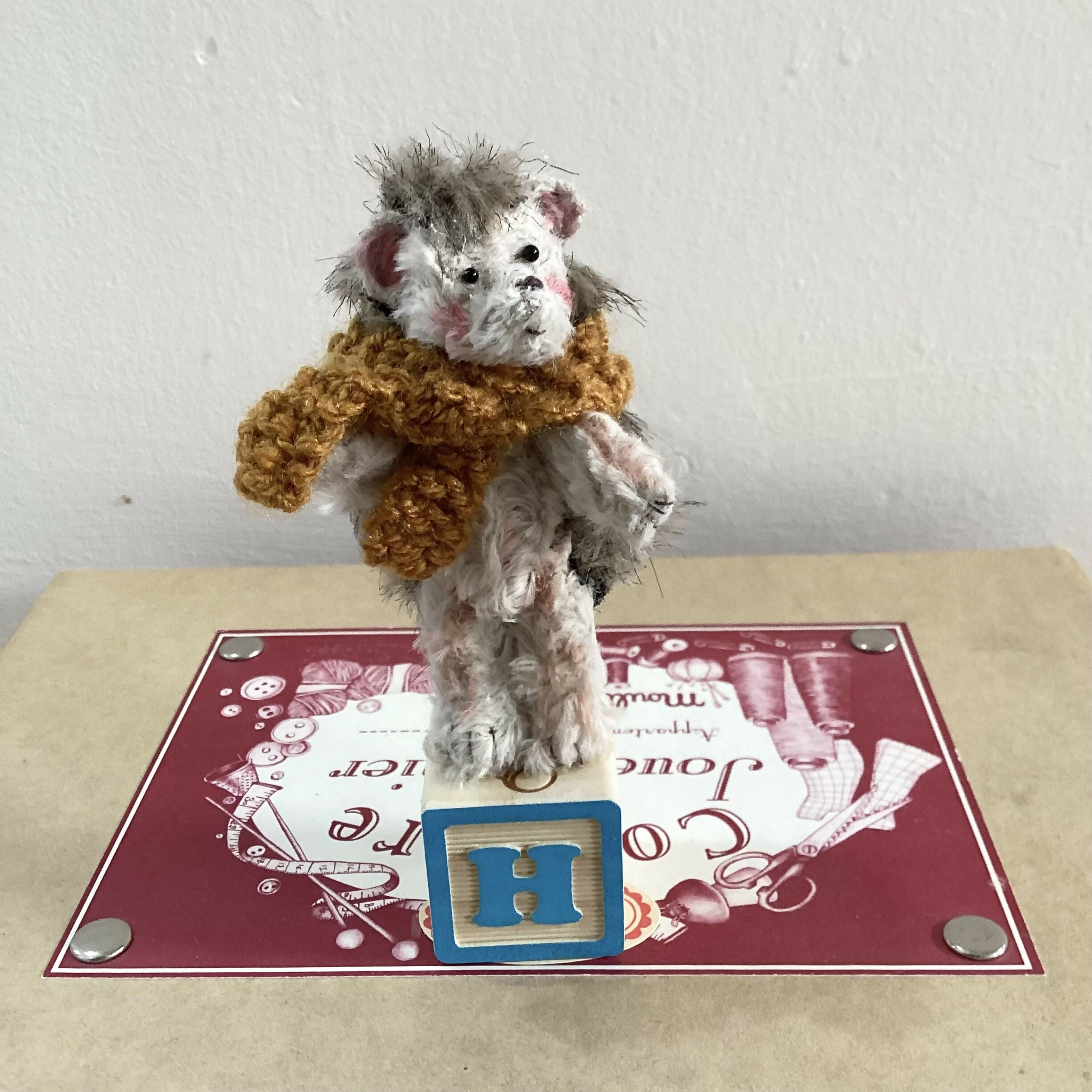 Miniature Hedgehog On Block Ornament
