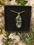Moss Agate Wire Wrapped Crystal Necklace on Sterling Silver Chain