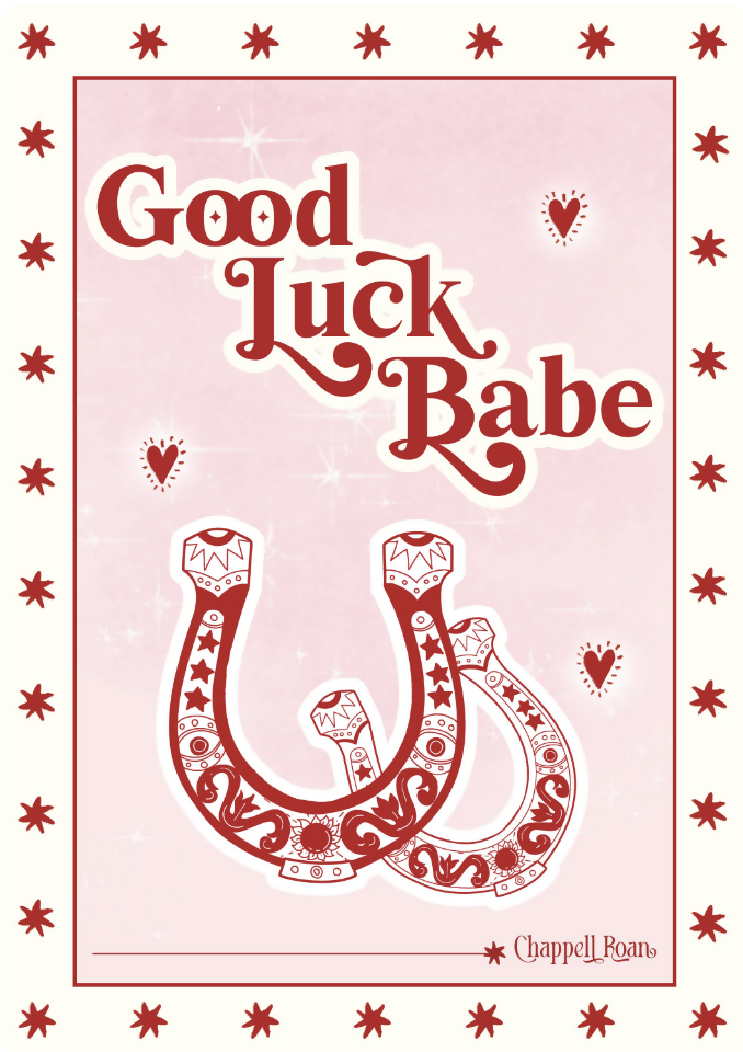 Good Luck Babe Horseshoe Lyric Print