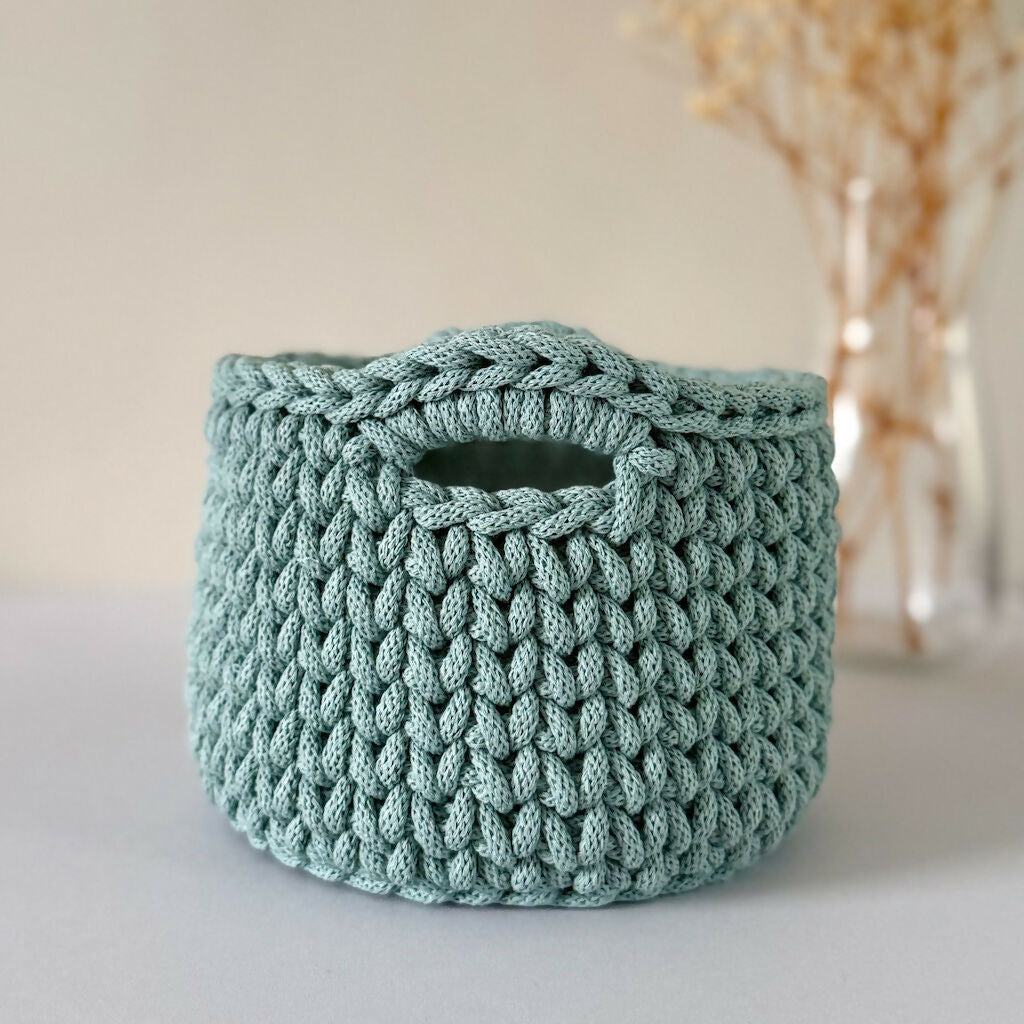 Crochet Boho Style Basket with Handle