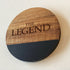 Engraved Black Marble and Acacia Coaster - The Legend