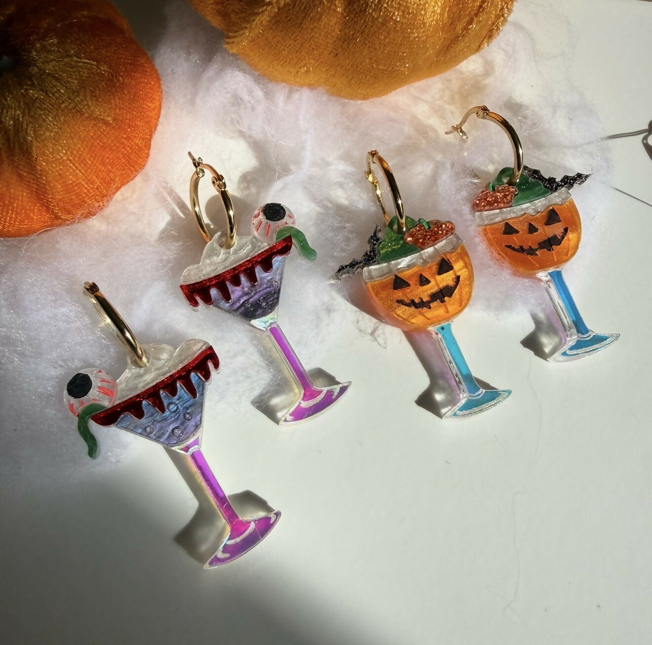 Creepy Halloween Pumpkin Cocktail Earrings