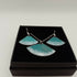 Teal Green and White Fan Enamel Earring and Pendant Set