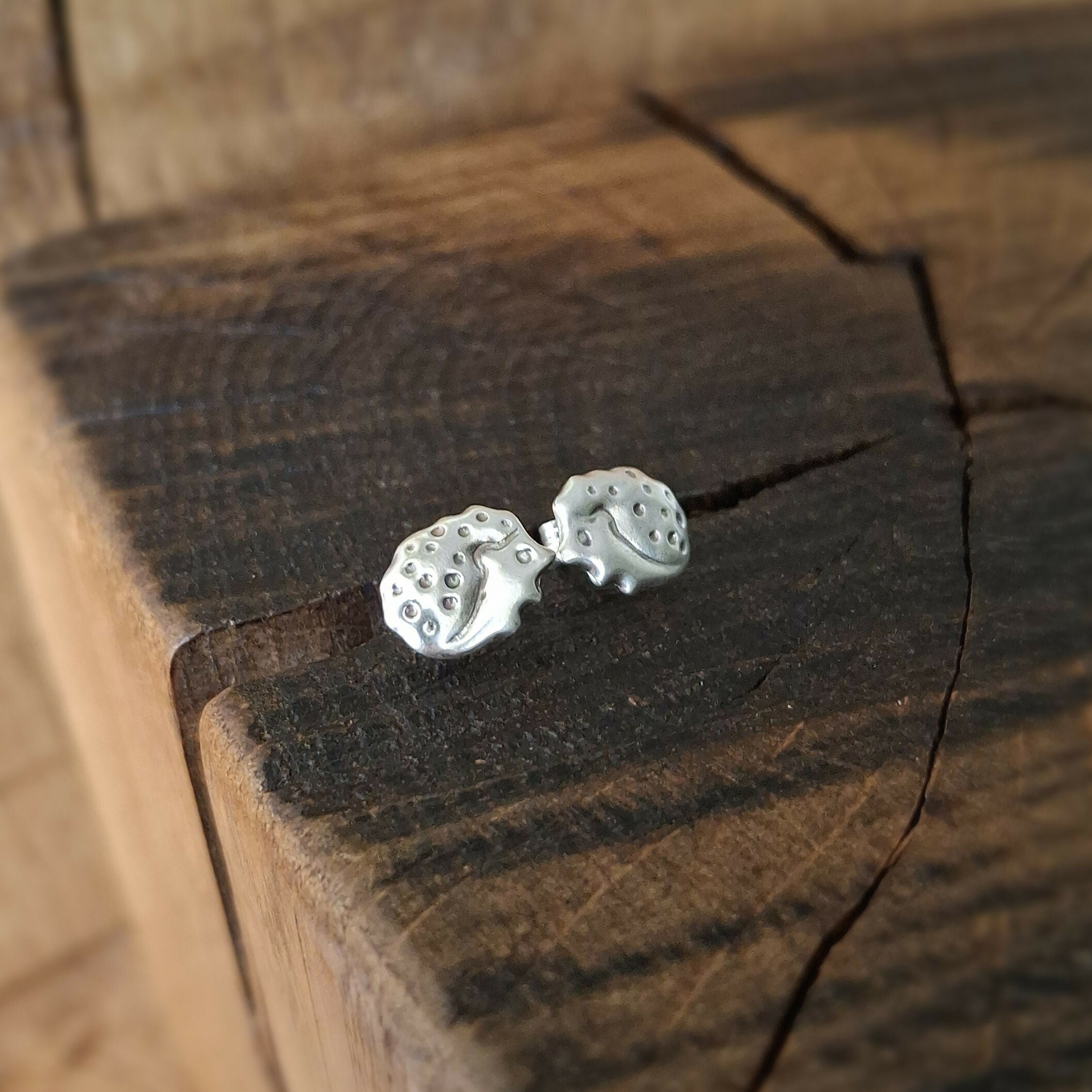 Handmade Silver Hedgehog Studs