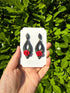 Black Drop Earrings with Hand-Sculpted Red Rose and Floral Detail