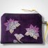 Lotus Flower Aubergine Velvet Zip-Up Pouch with Wrist Strap