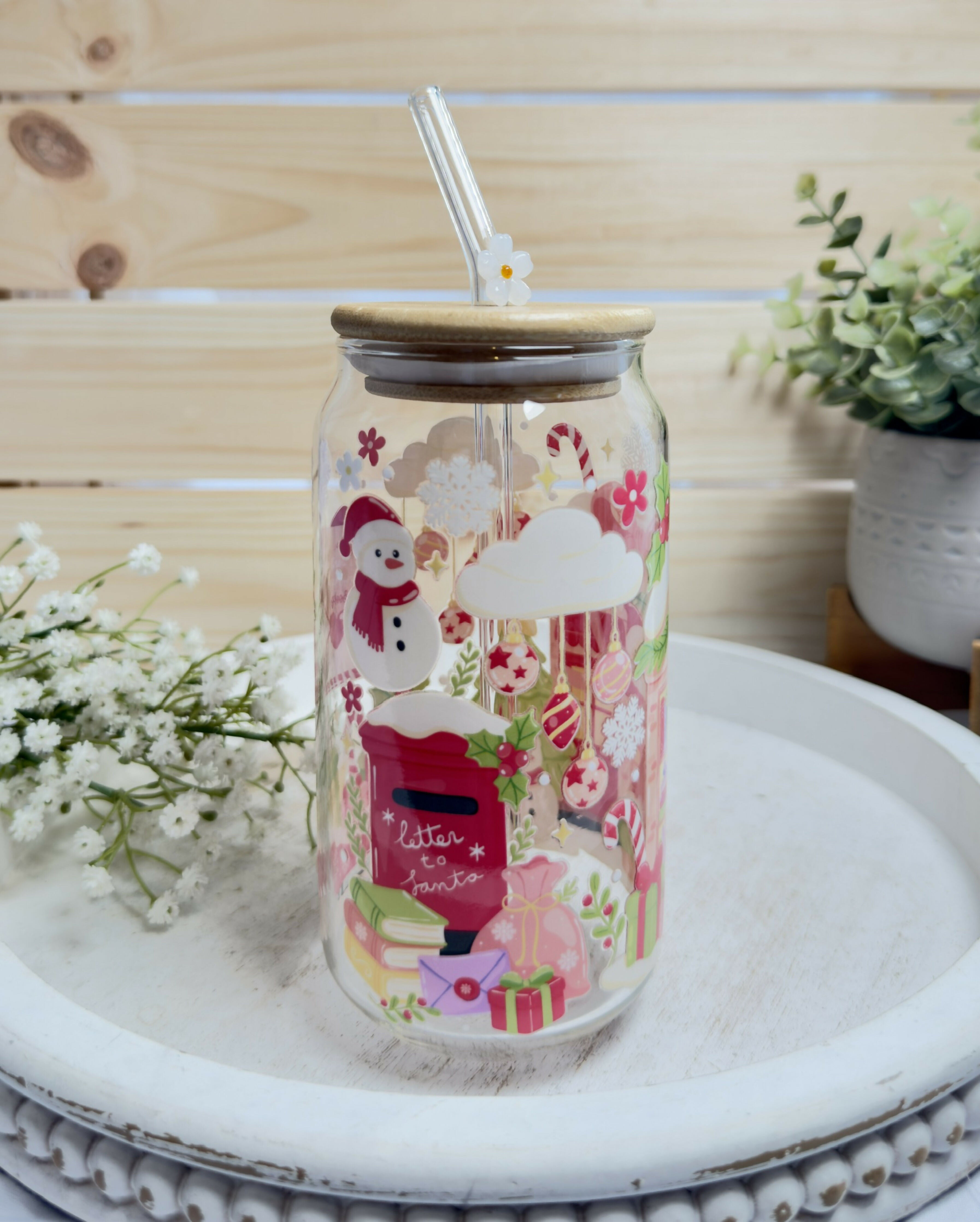 Glass Can Christmas Bookstore Festive