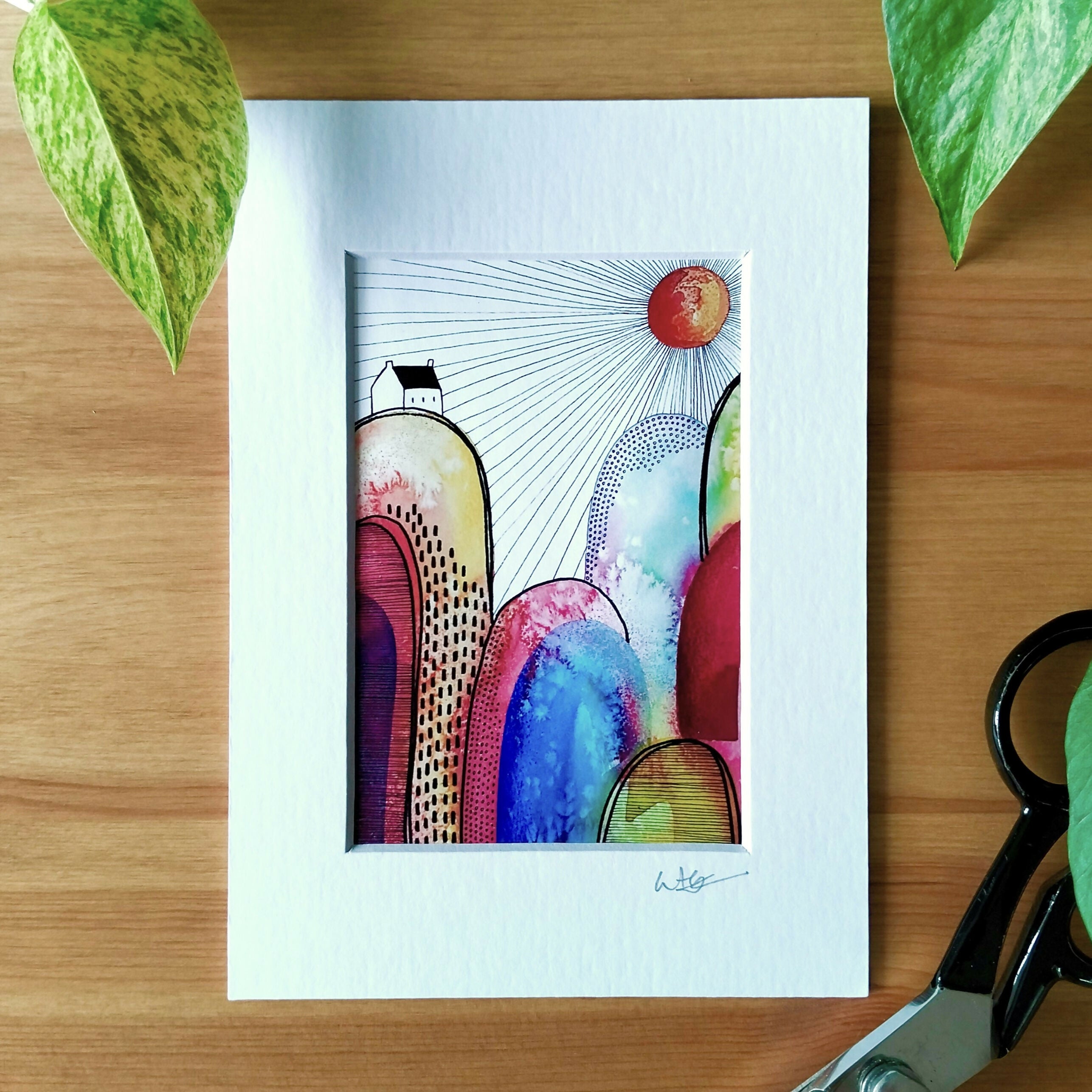 Signed Mini Art Print | Abstract Landscape Watercolour Painting