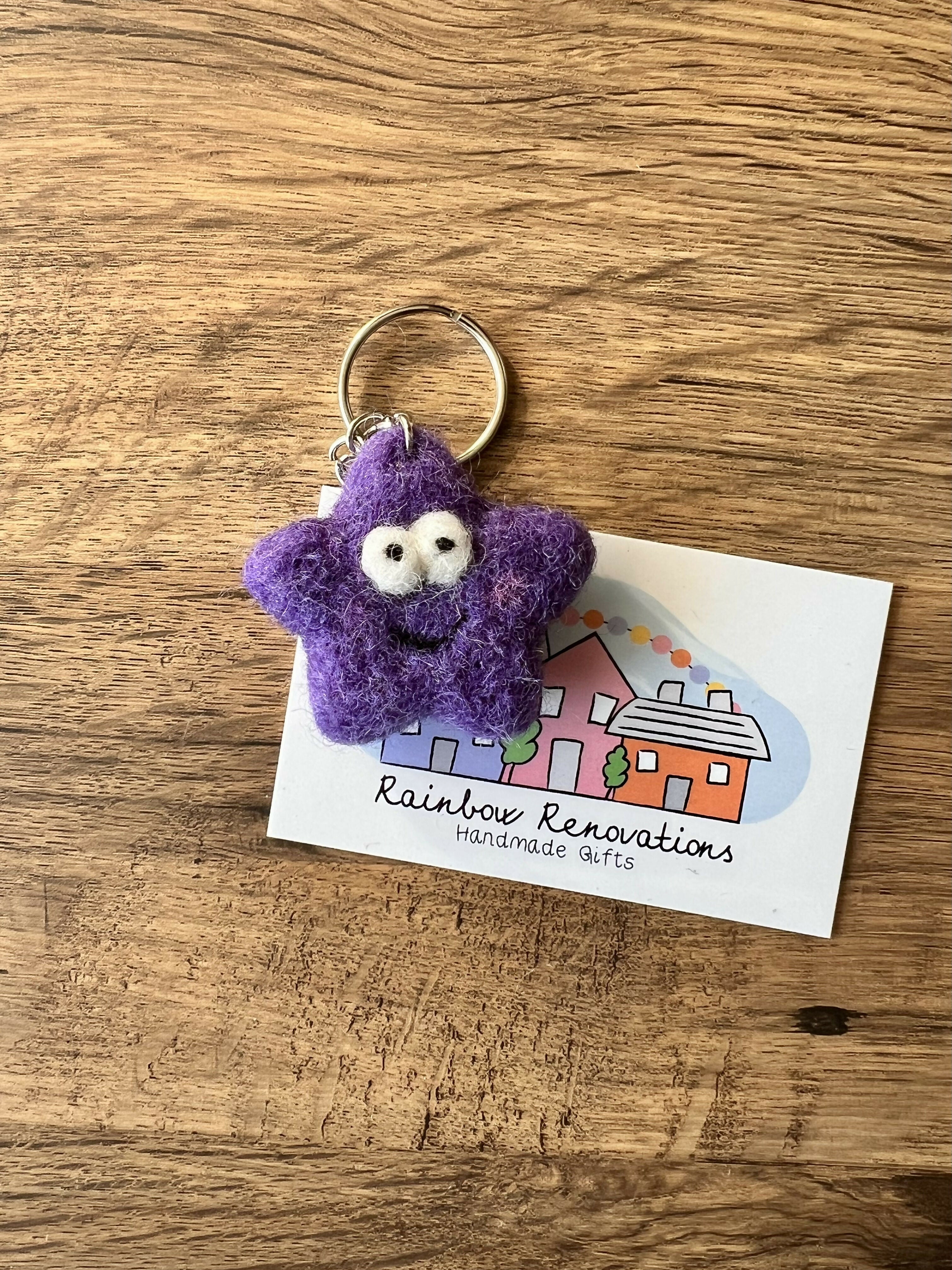 Felted Smiley Star Keyring