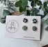Polymer Clay Stud Pack - Black and White and Colour Pattern