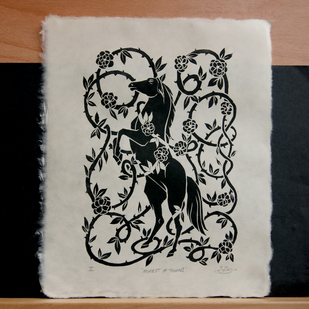 FOREST OF THORNS LINO PRINT