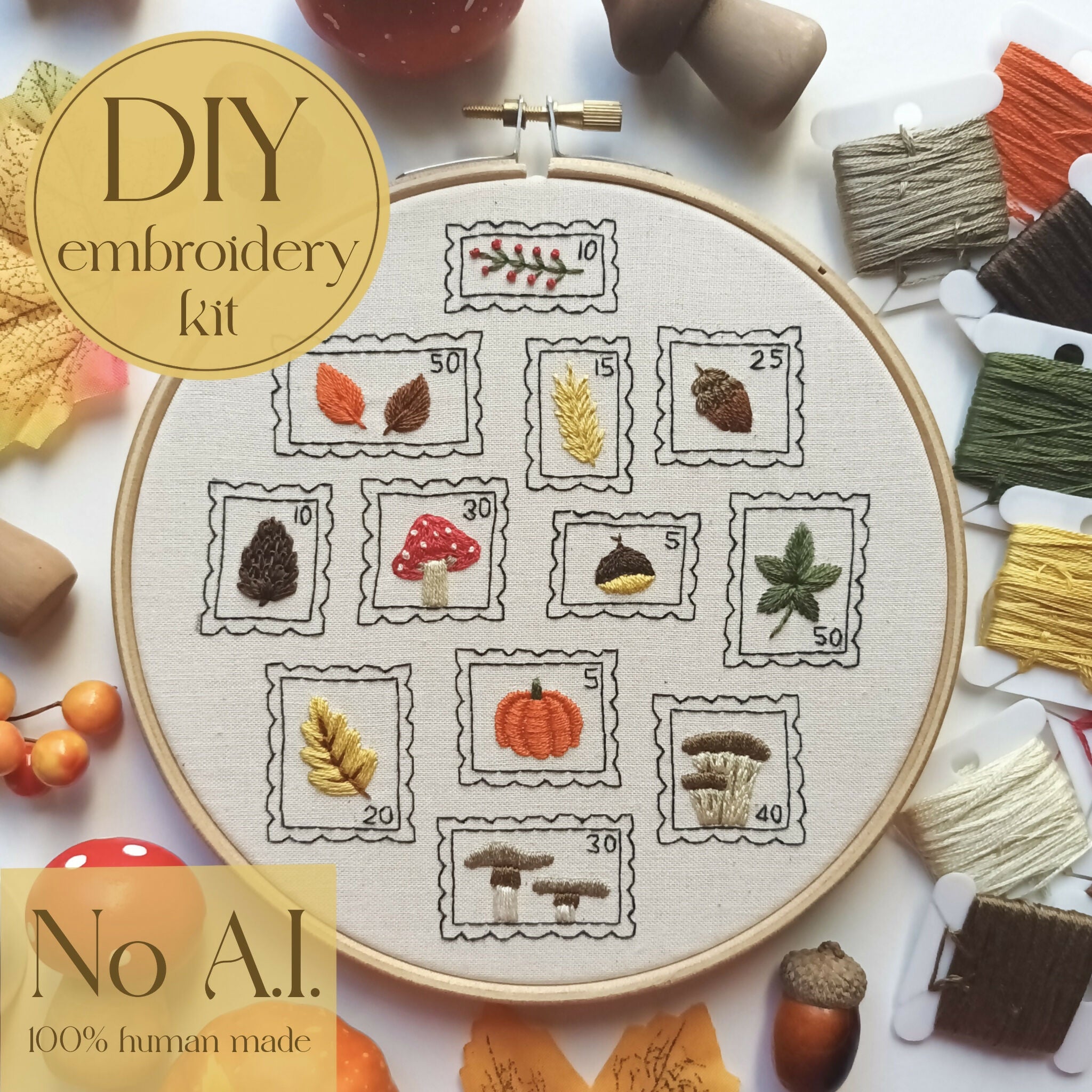 DIY embroidery kit for beginners - Fall stamps