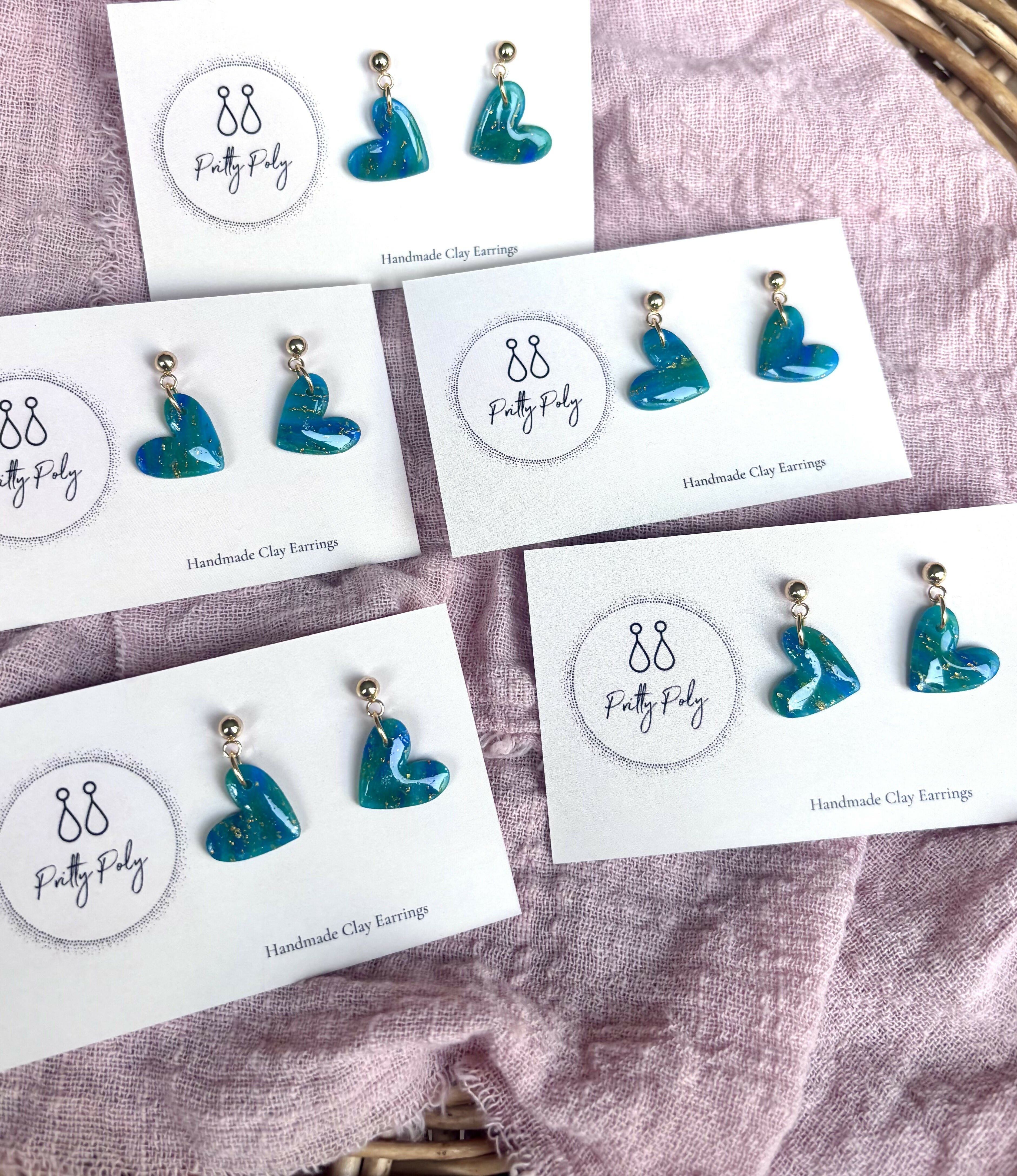 Ocean Dream Collection - Small Heart Polymer Clay Earrings