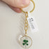 Real Pressed Clover Keyring Gold Plated