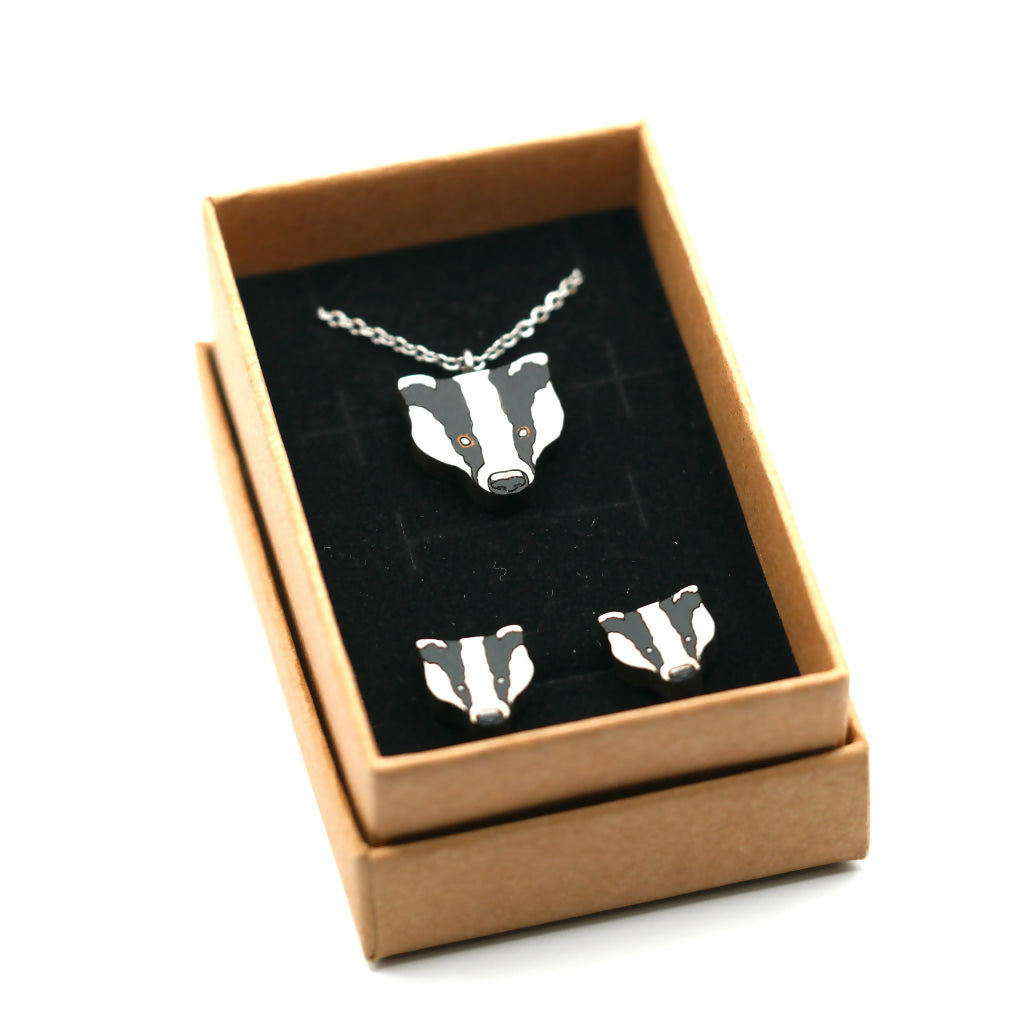 Badgers Necklace and Stud Earrings Set