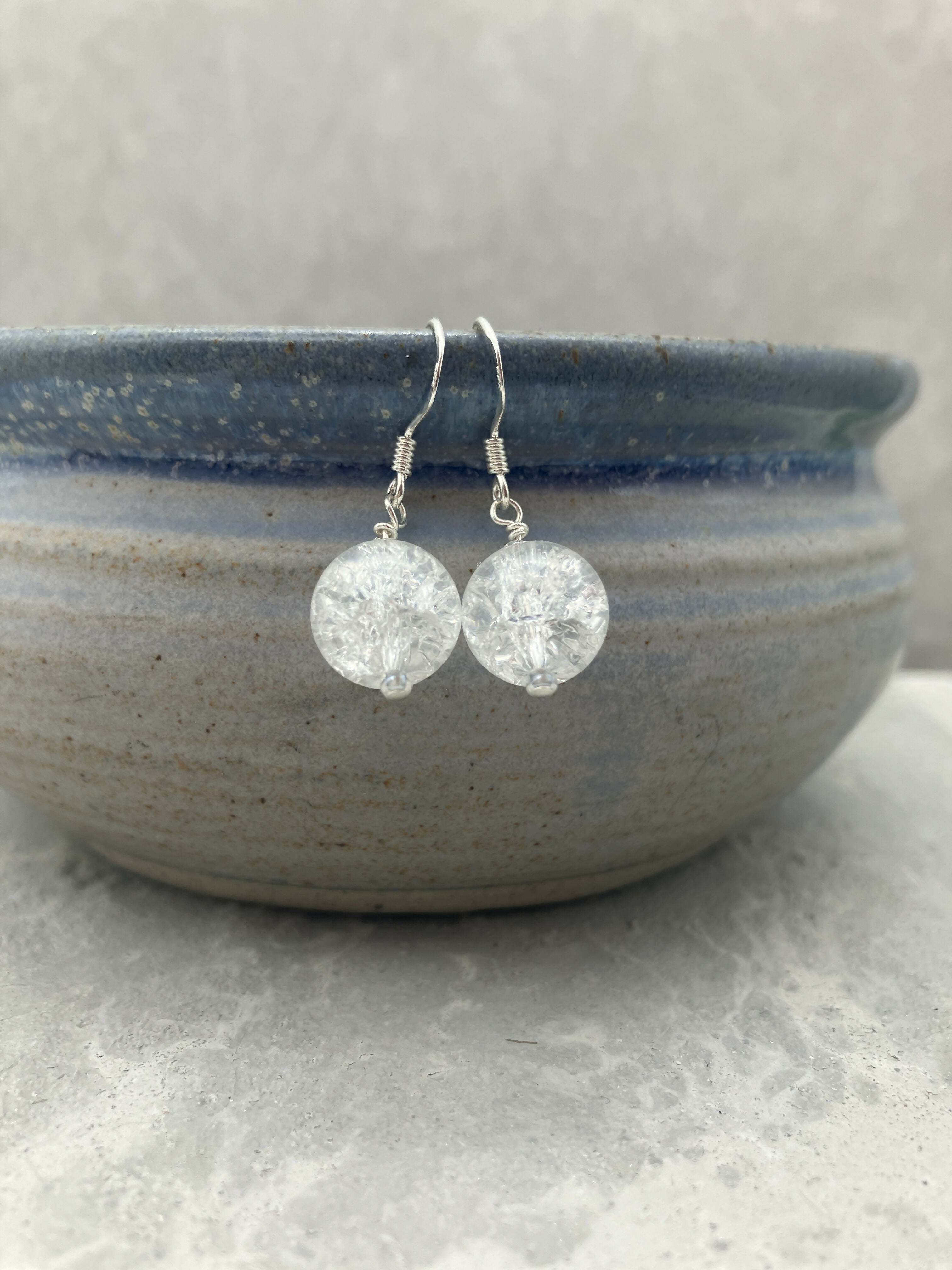 Clear Beaded Earrings - Rock Crystal