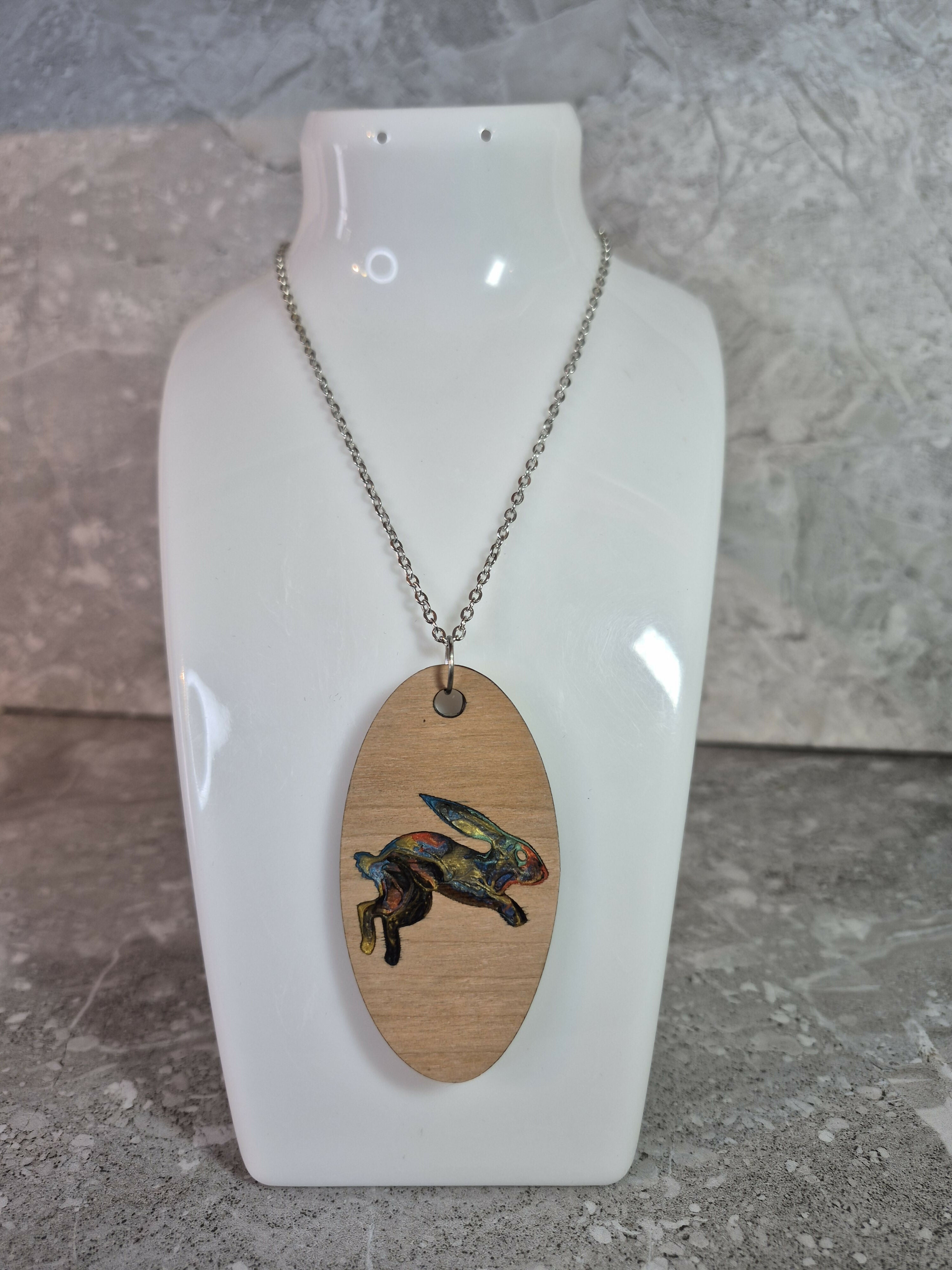 Unique Handcrafted Oval Hare Pendant