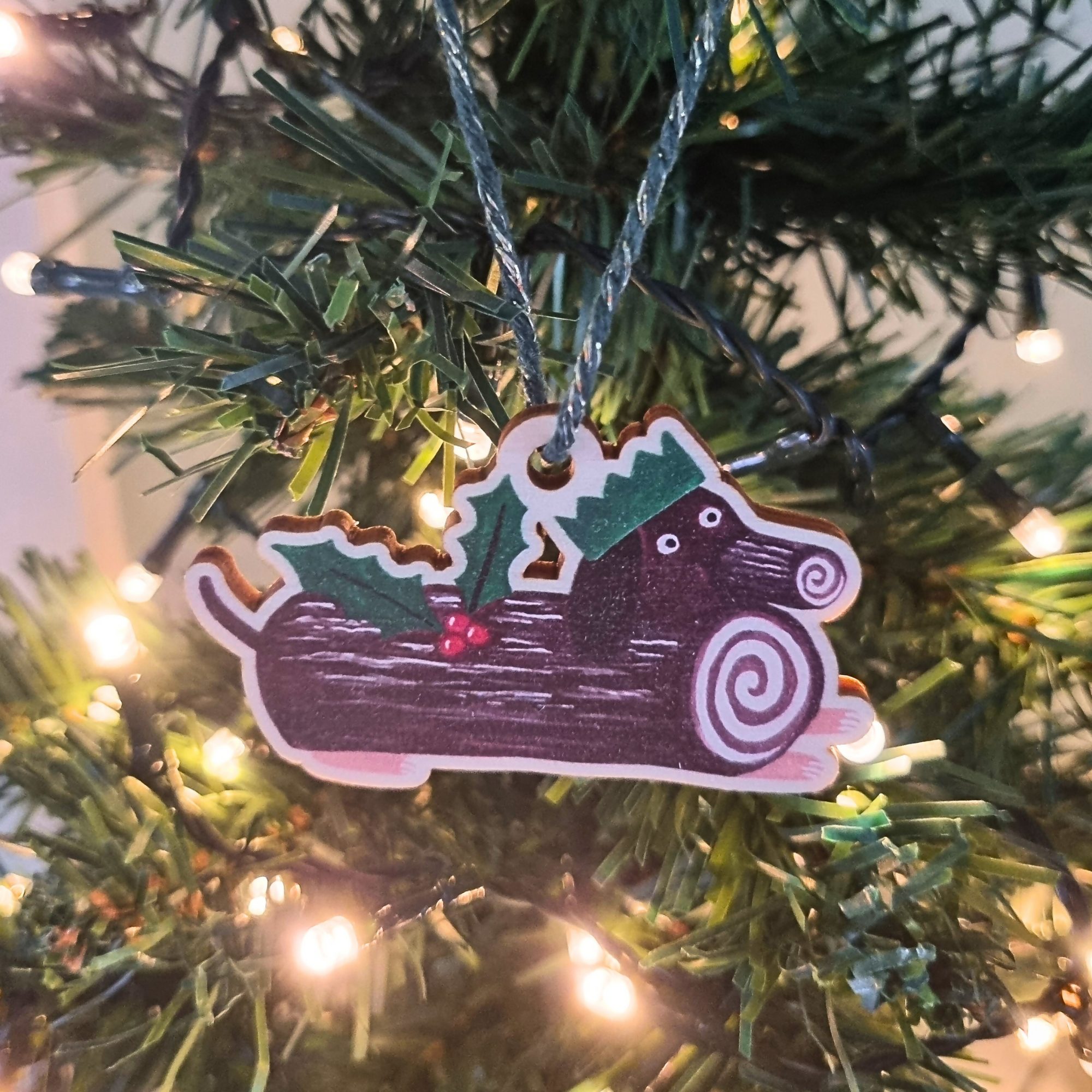 Dachshund Christmas Log Wooden Christmas Decoration