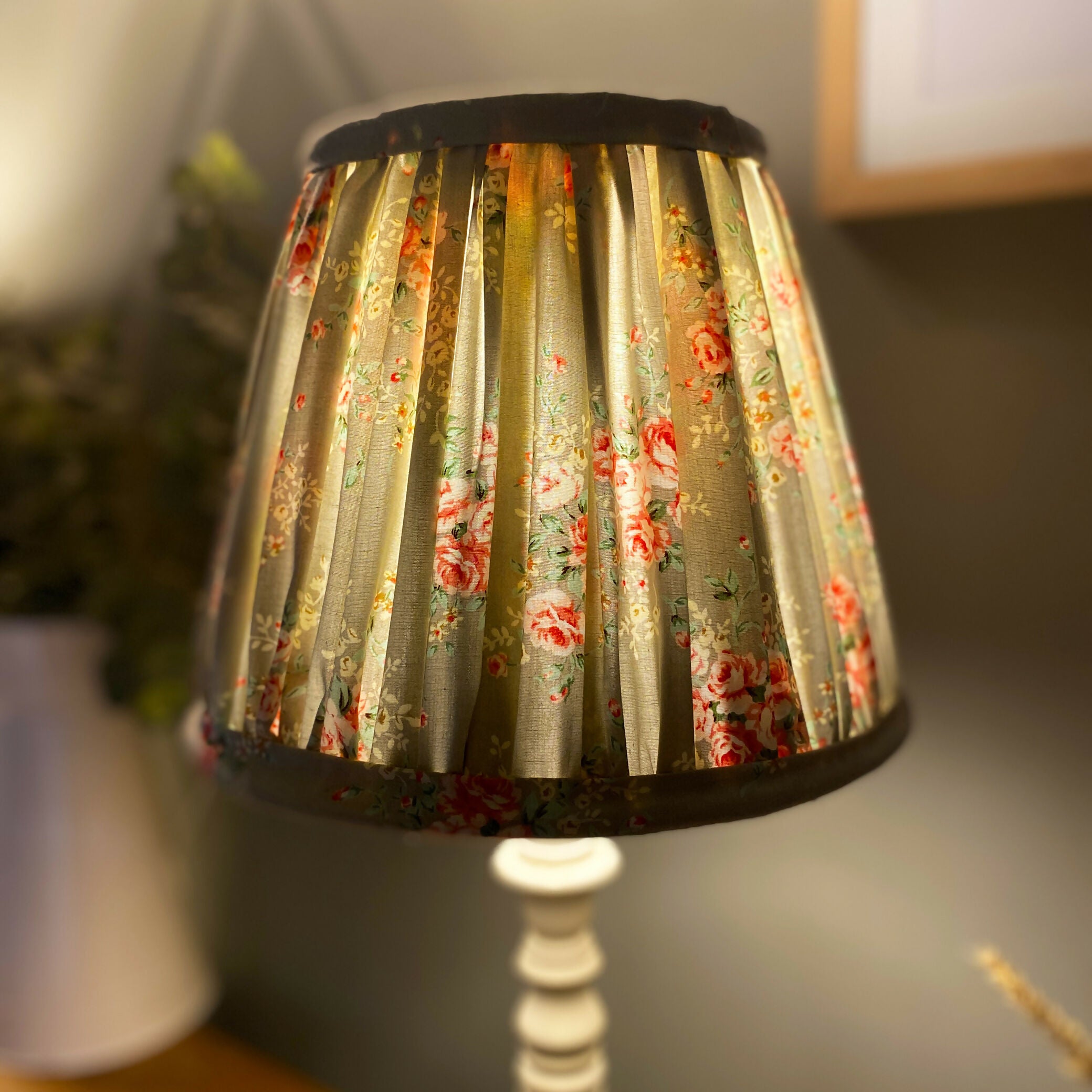 Polka Dot Gathered Fabric Lampshade