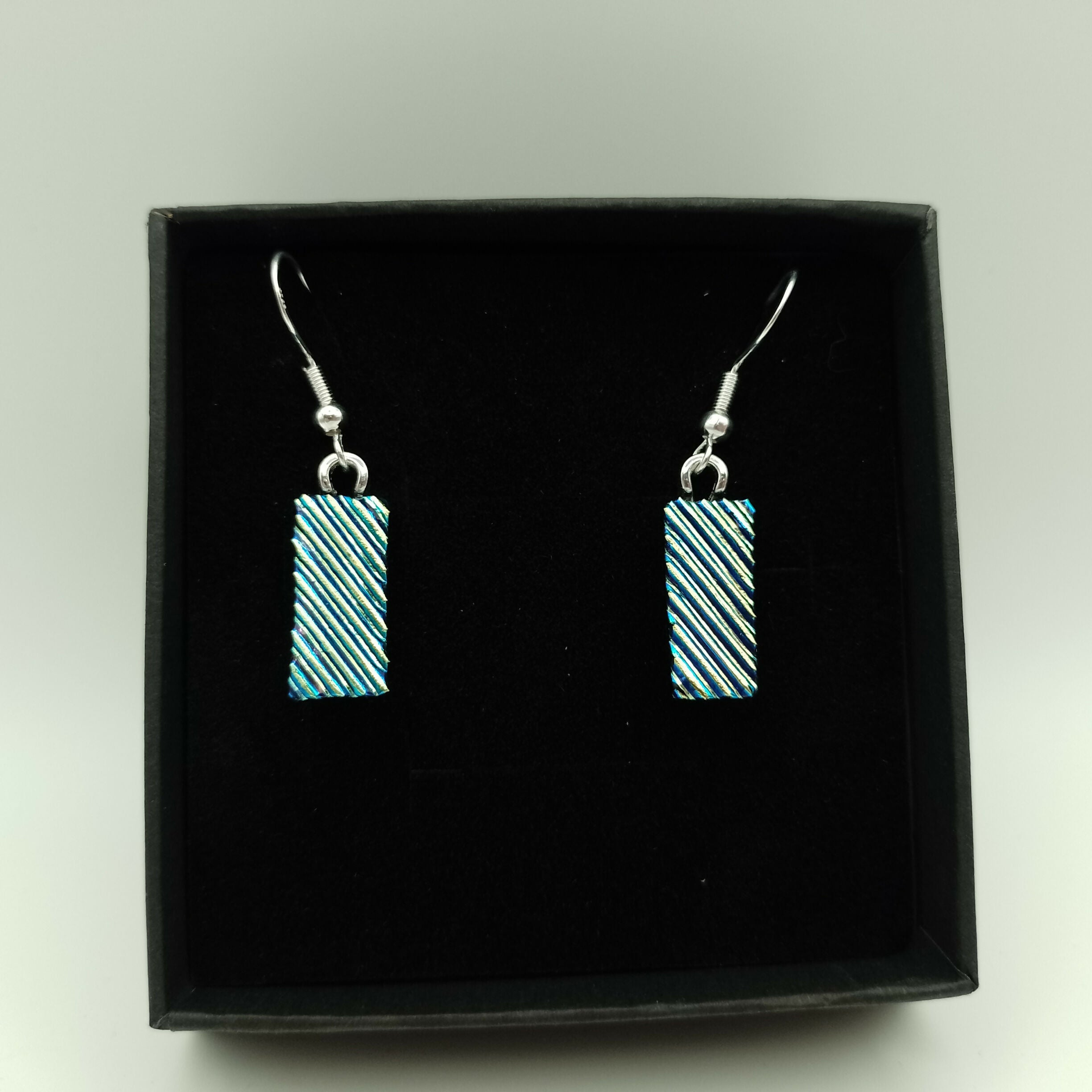 Blue and Green Dichroic Glass Earrings