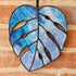 Mottled Blue Stained Glass Monstera Leaf