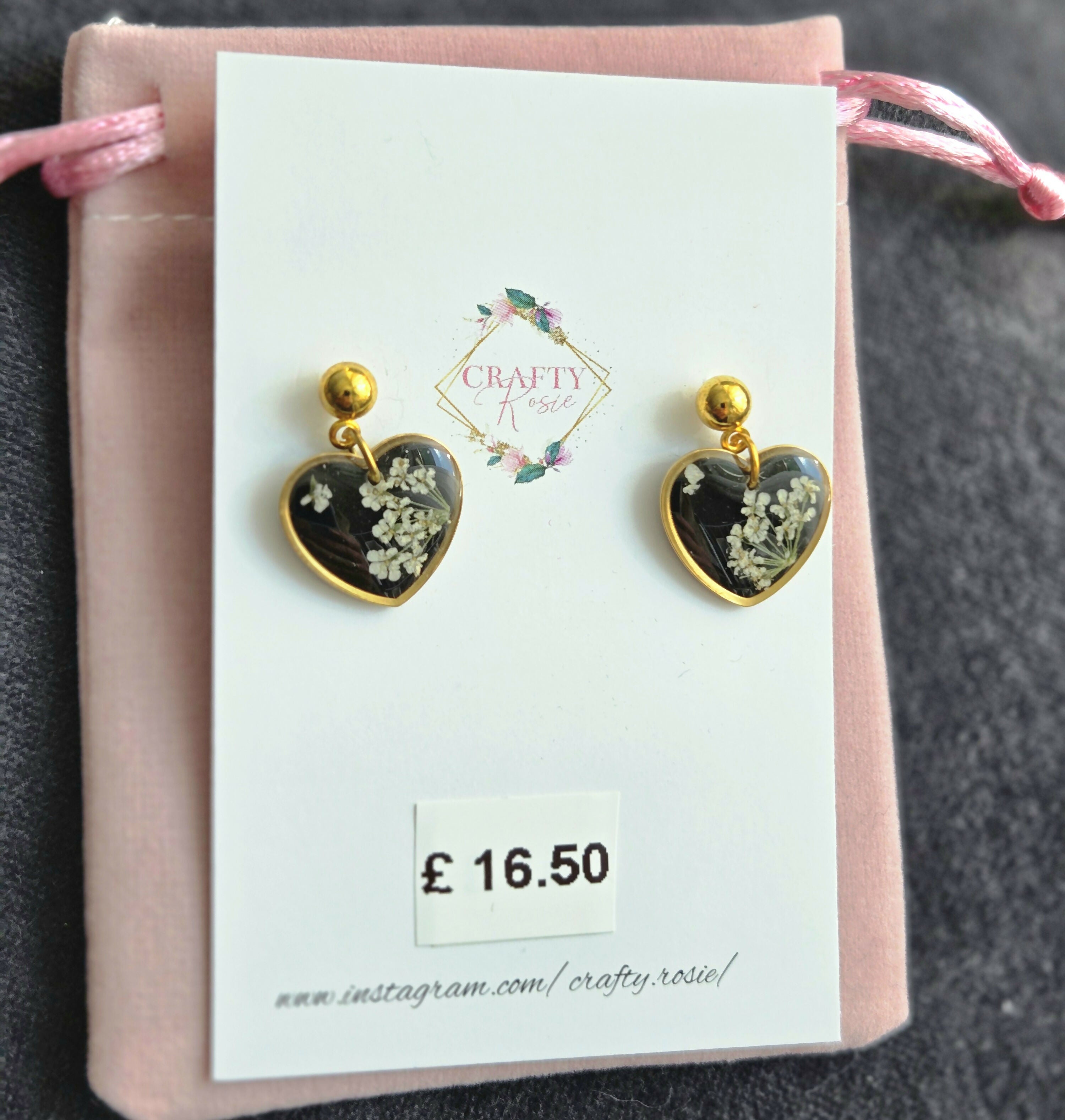 Stainless Steel Real Dried Flowers Dangle Earrings