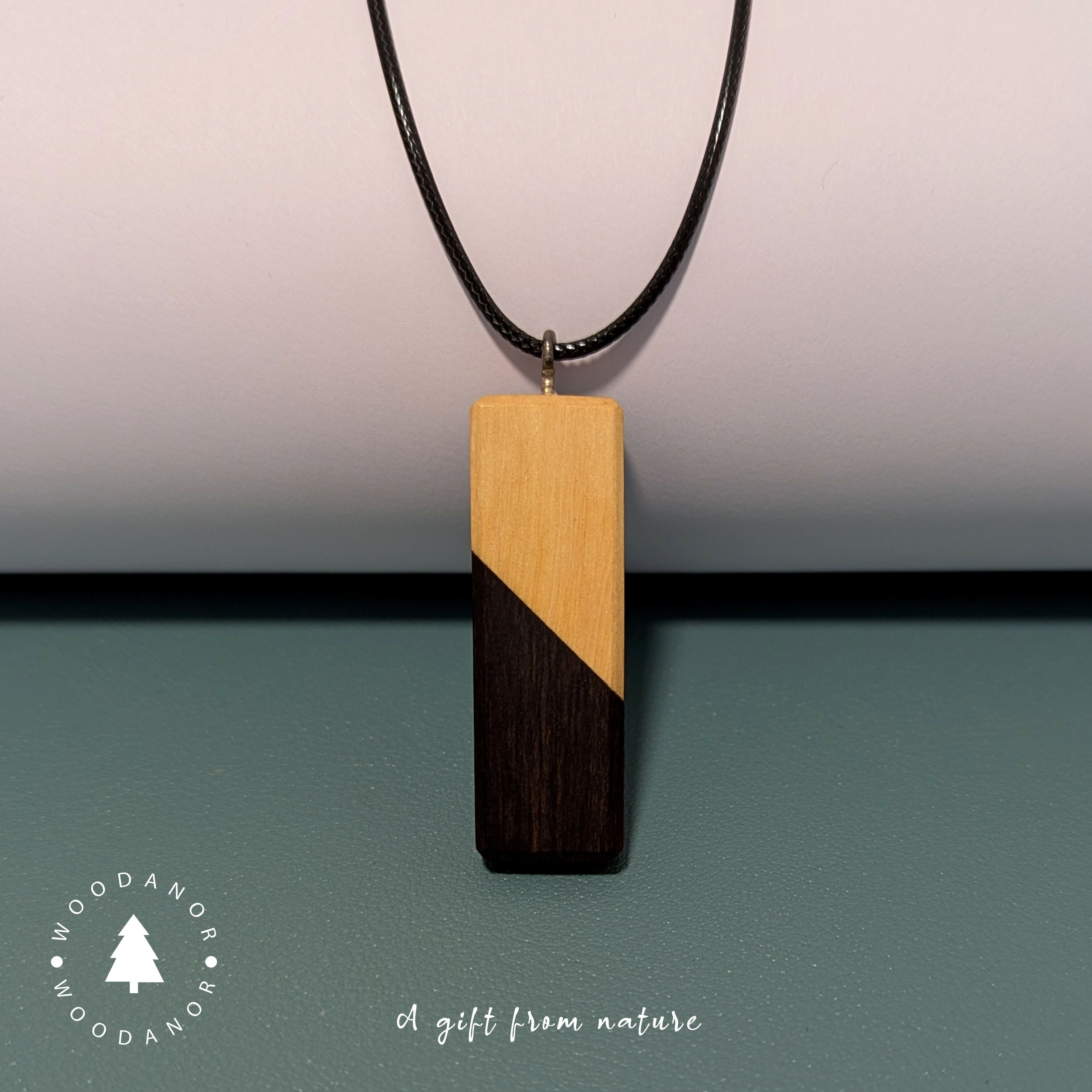 Two-Tone Wood Pendant Necklace