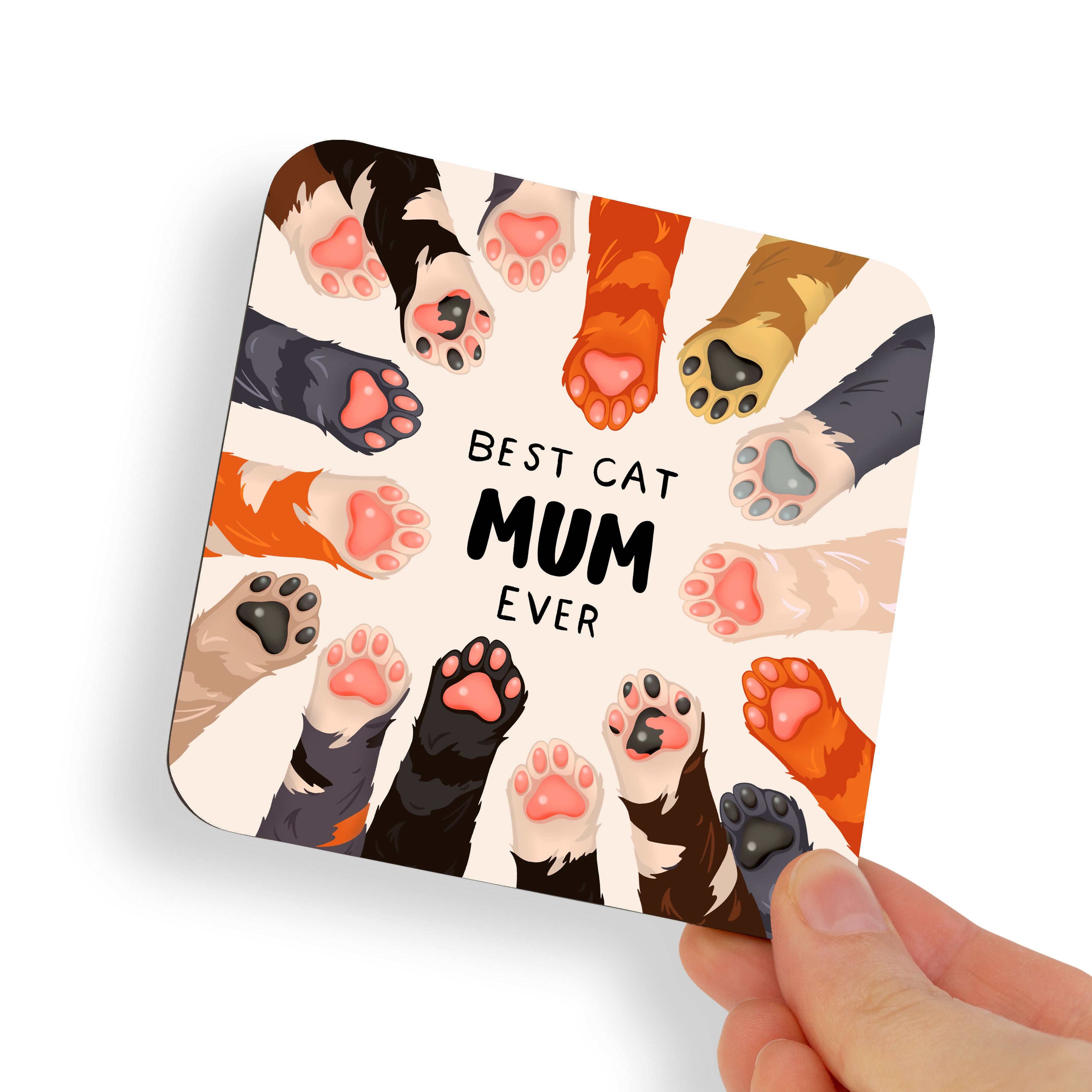 Best Cat Mum Cat Paws Coaster