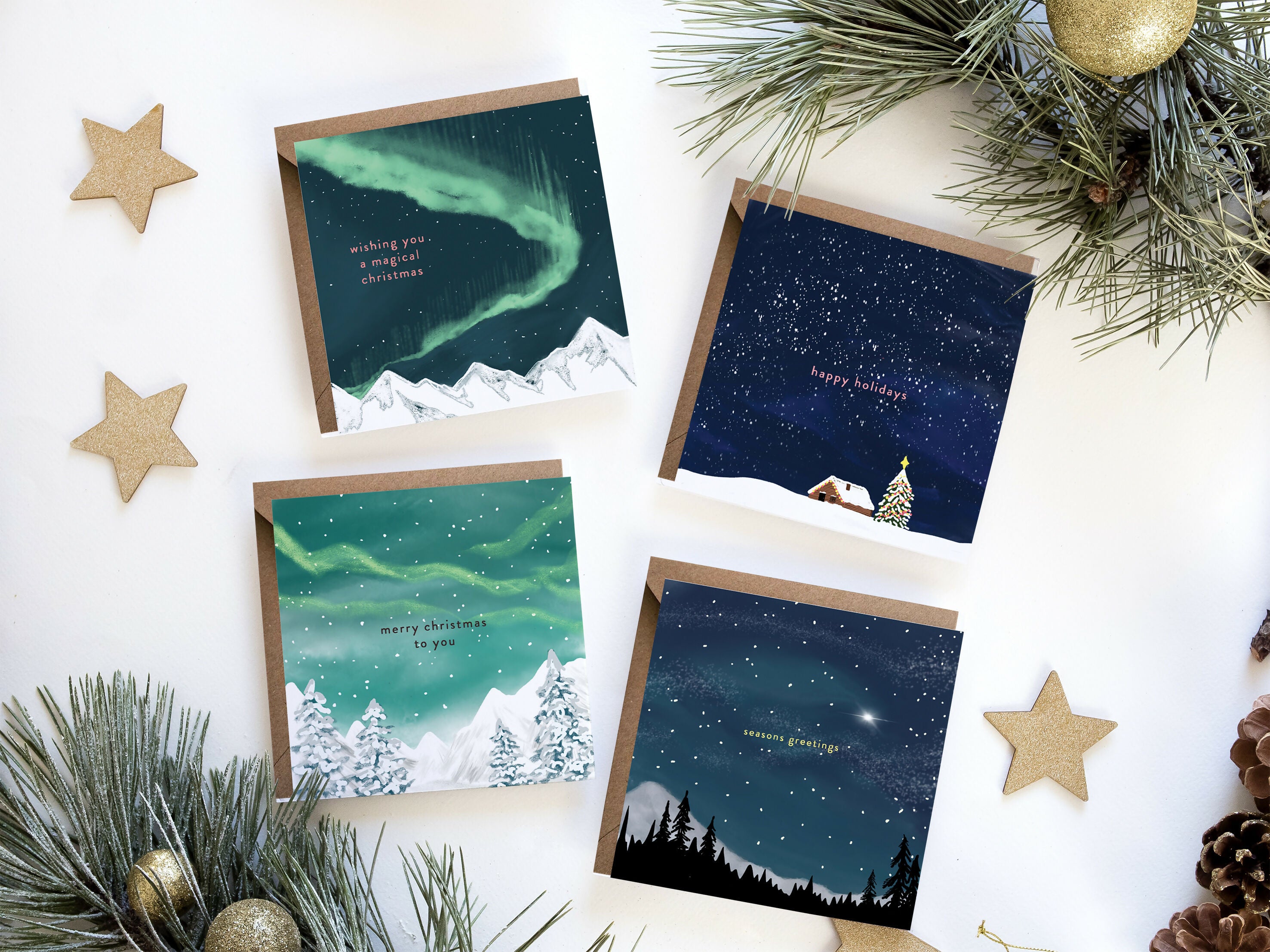 Starry Skies Christmas Card Pack of 4