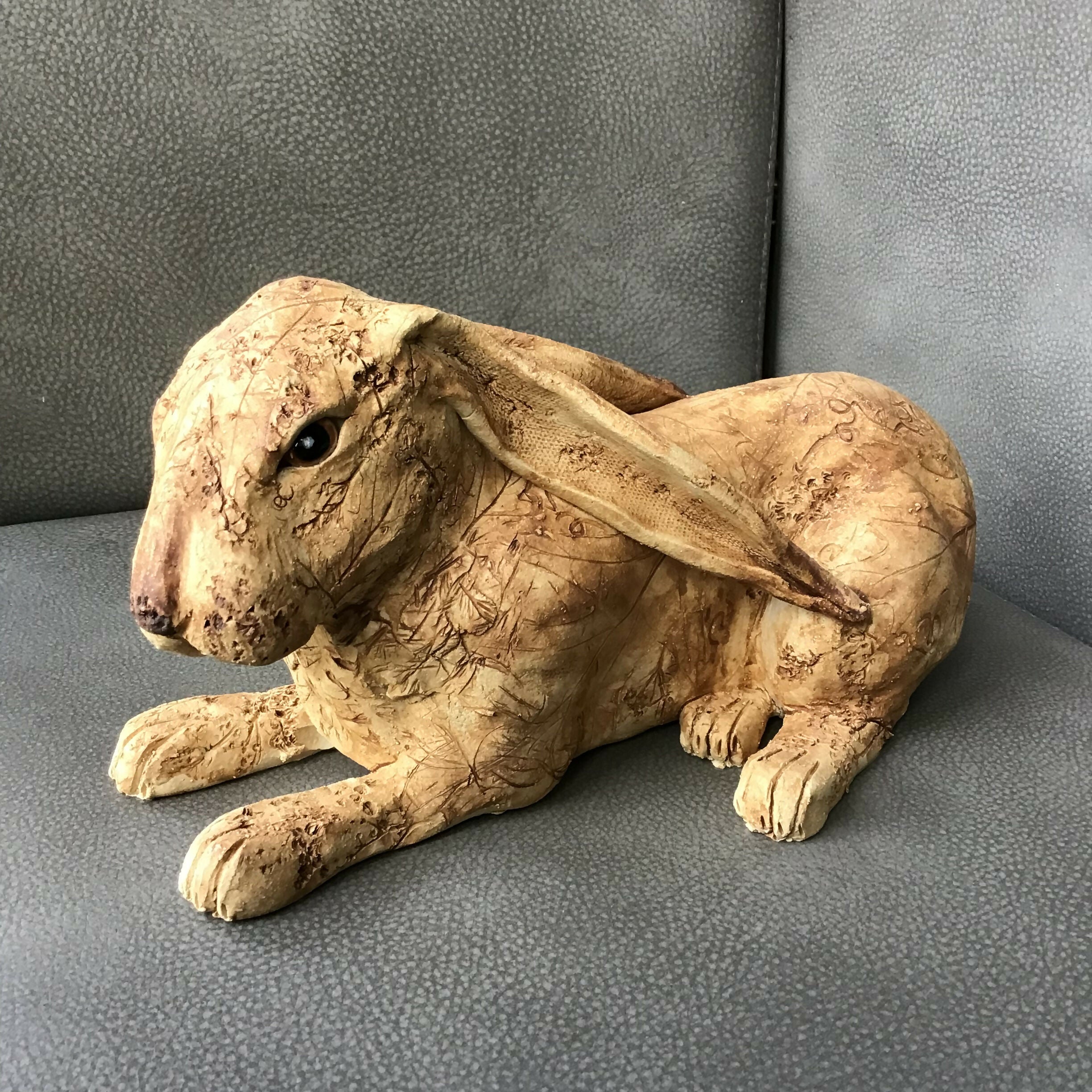 Laying down Hare sculpture
