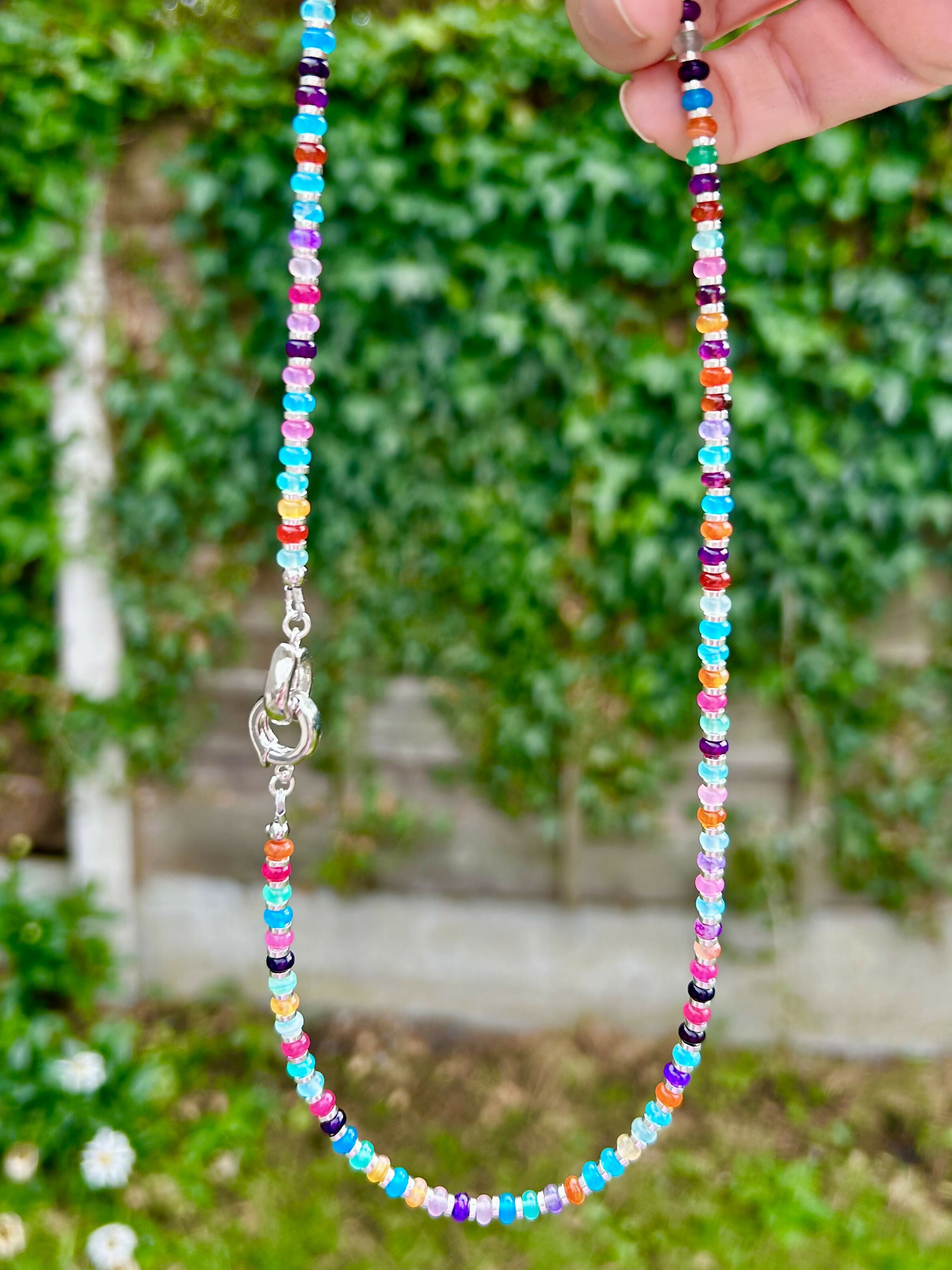 Double clasp rondel bead necklace/charm