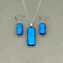 Mid Blue Dichroic Glass Necklace and Earrings Set - Sterling Silver, Handmade by Jade Tapson Glass.