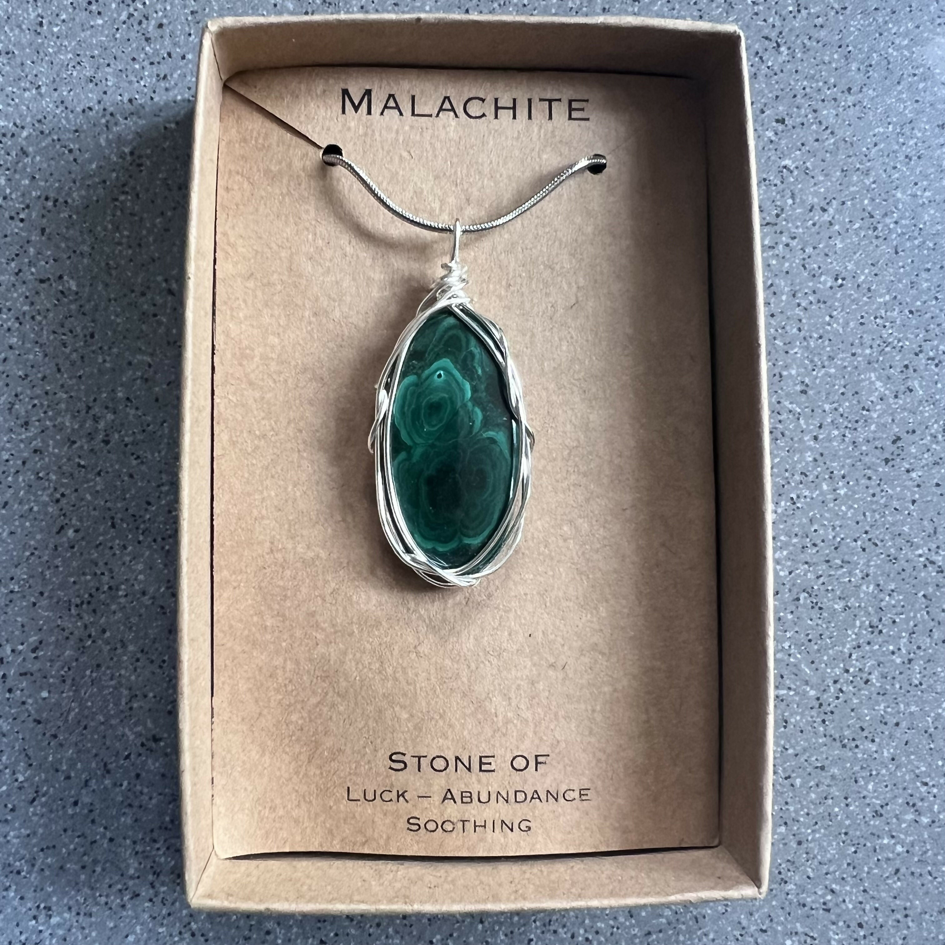 Malachite Wire Wrapped Pendant