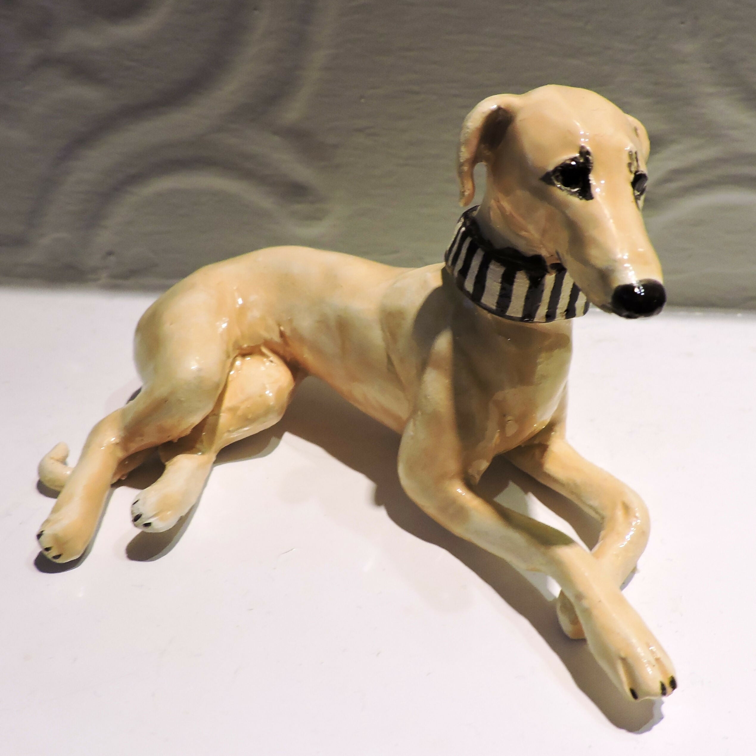 Ceramic lurcher dog sculpture