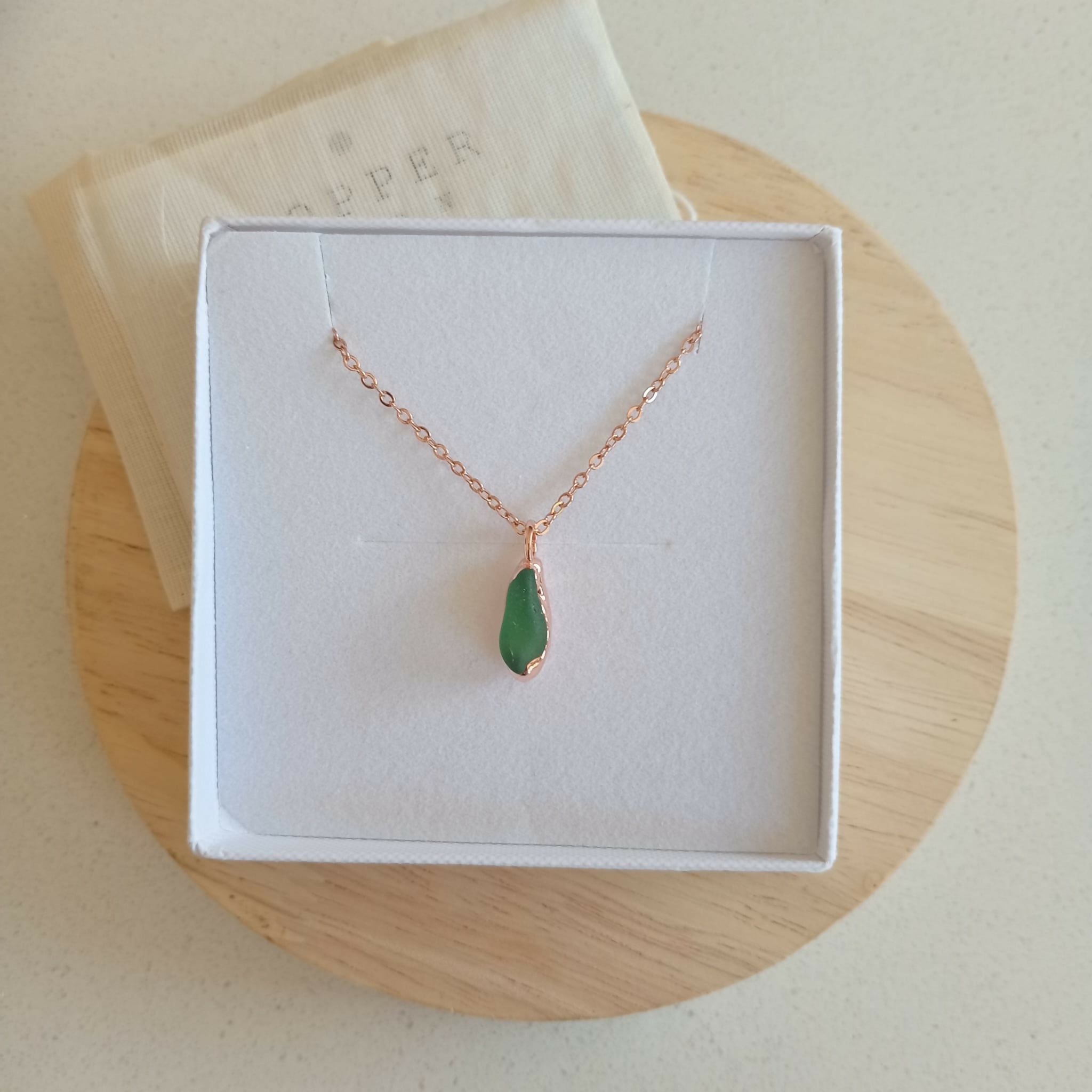 Green Seaglass Drop Necklace