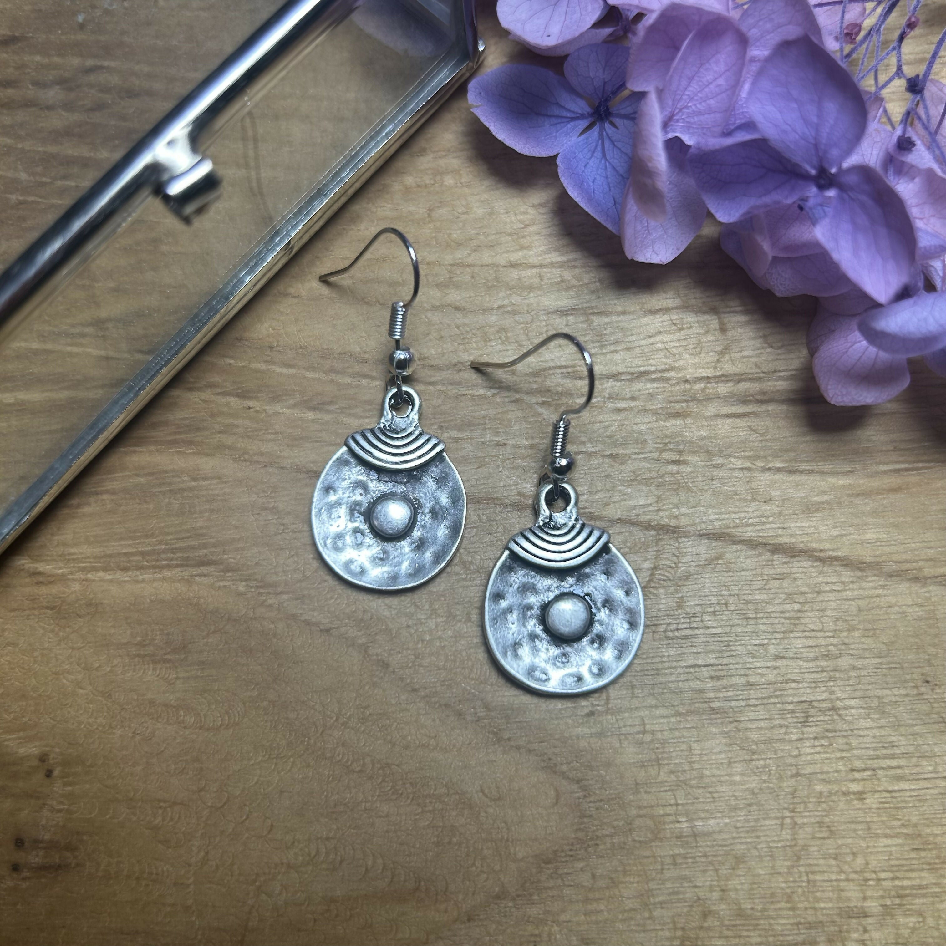 Lovely Silver Plated Disc Earrings