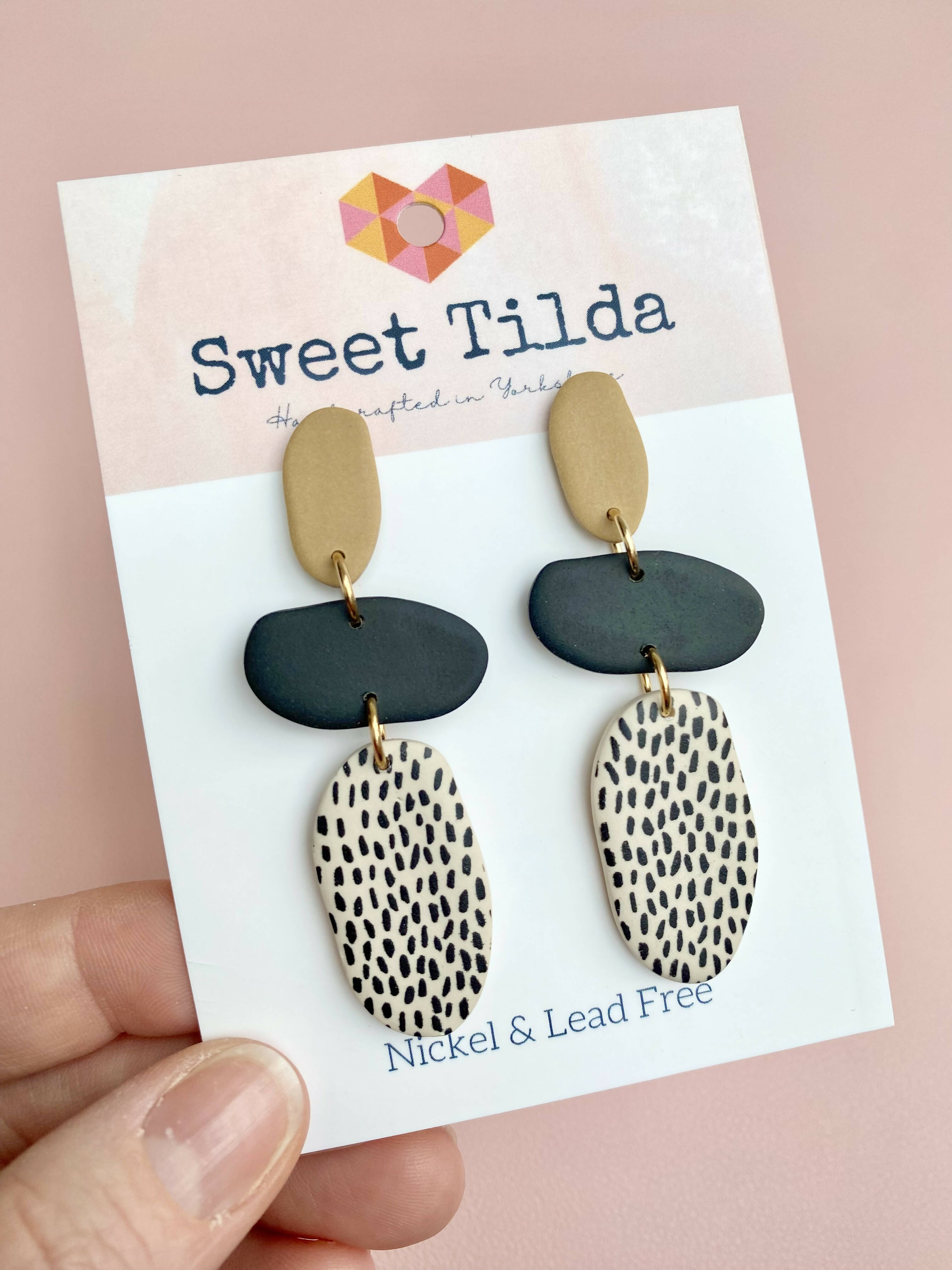 Tan/Black/Dash Statement Earrings