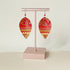 Red Aztec Print Pinched Leaf Earrings