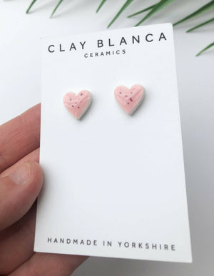 Speckled Pink Heart studs