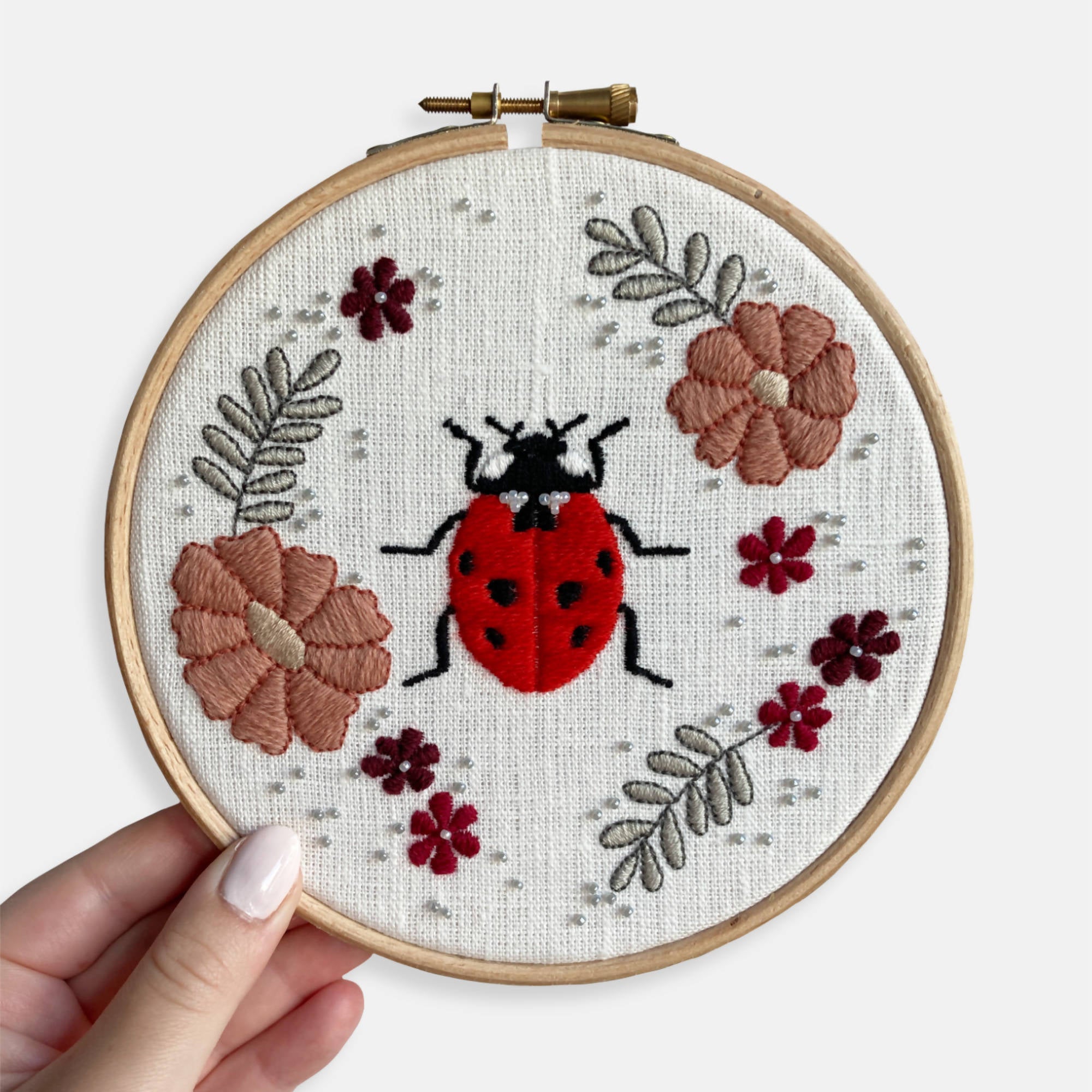 Floral Ladybird Embroidery Kit Easy Craft Project Art Soul