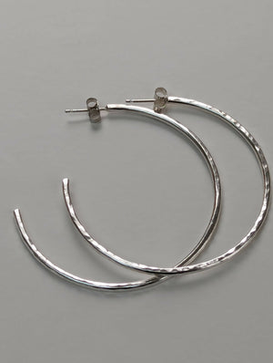 Hammered sterling silver hoops - Handmade