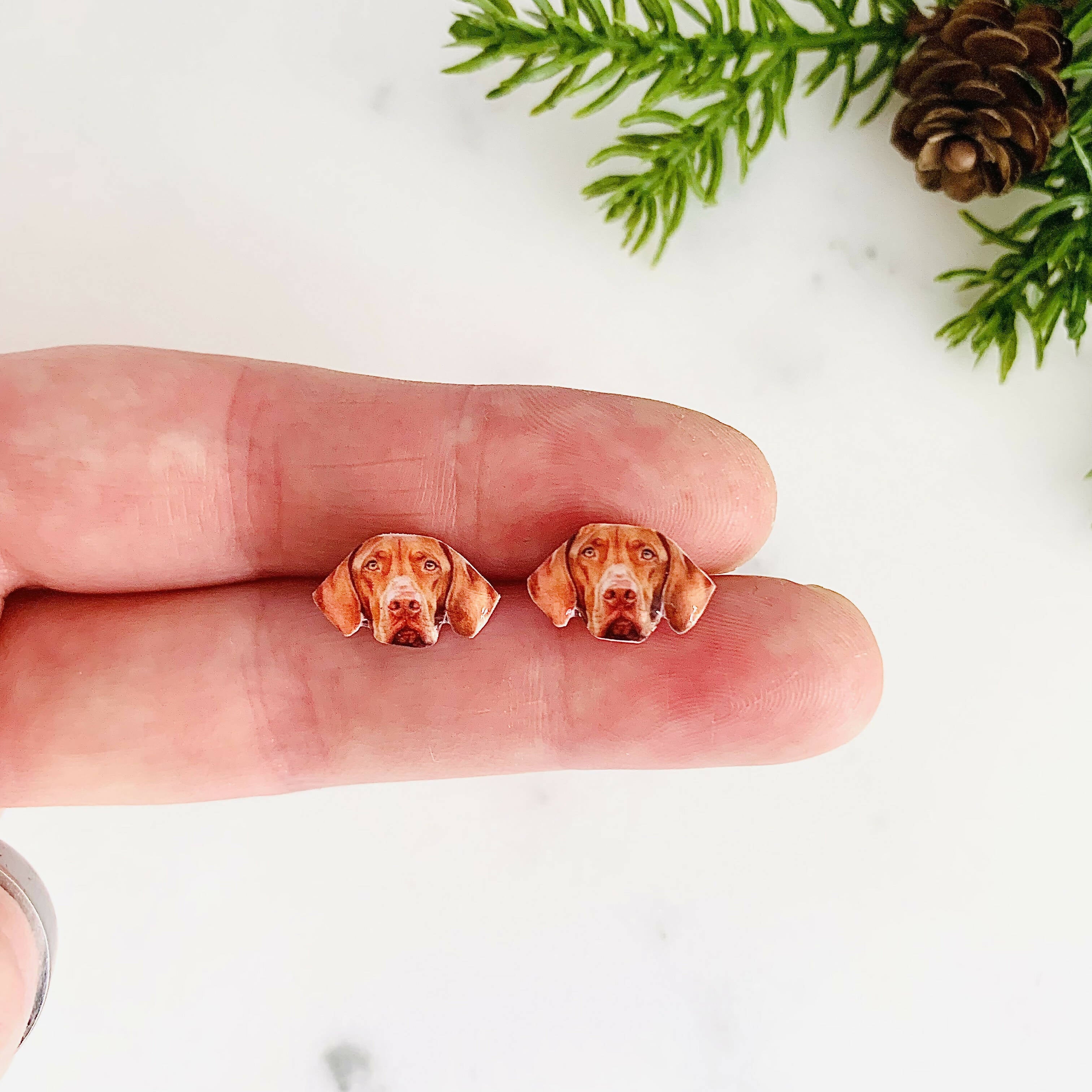 Hungarian Vizsla Dog Stud Earrings